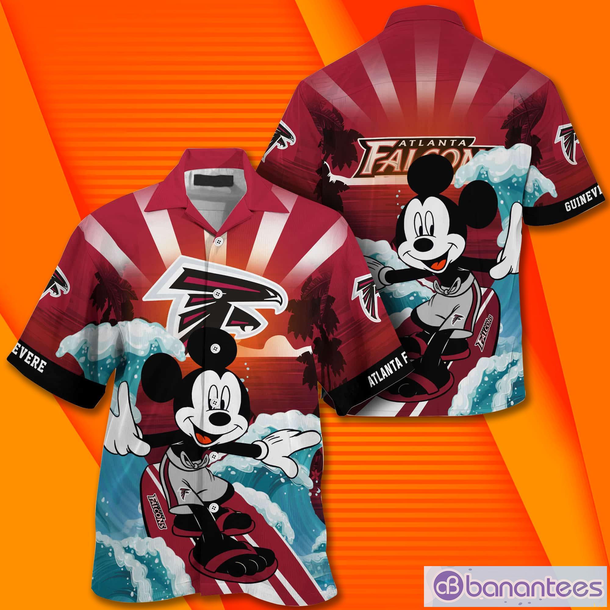 Atlanta Falcons NFL And Mickey Mouse Custom Name Hawaiian Shirt - Banantees