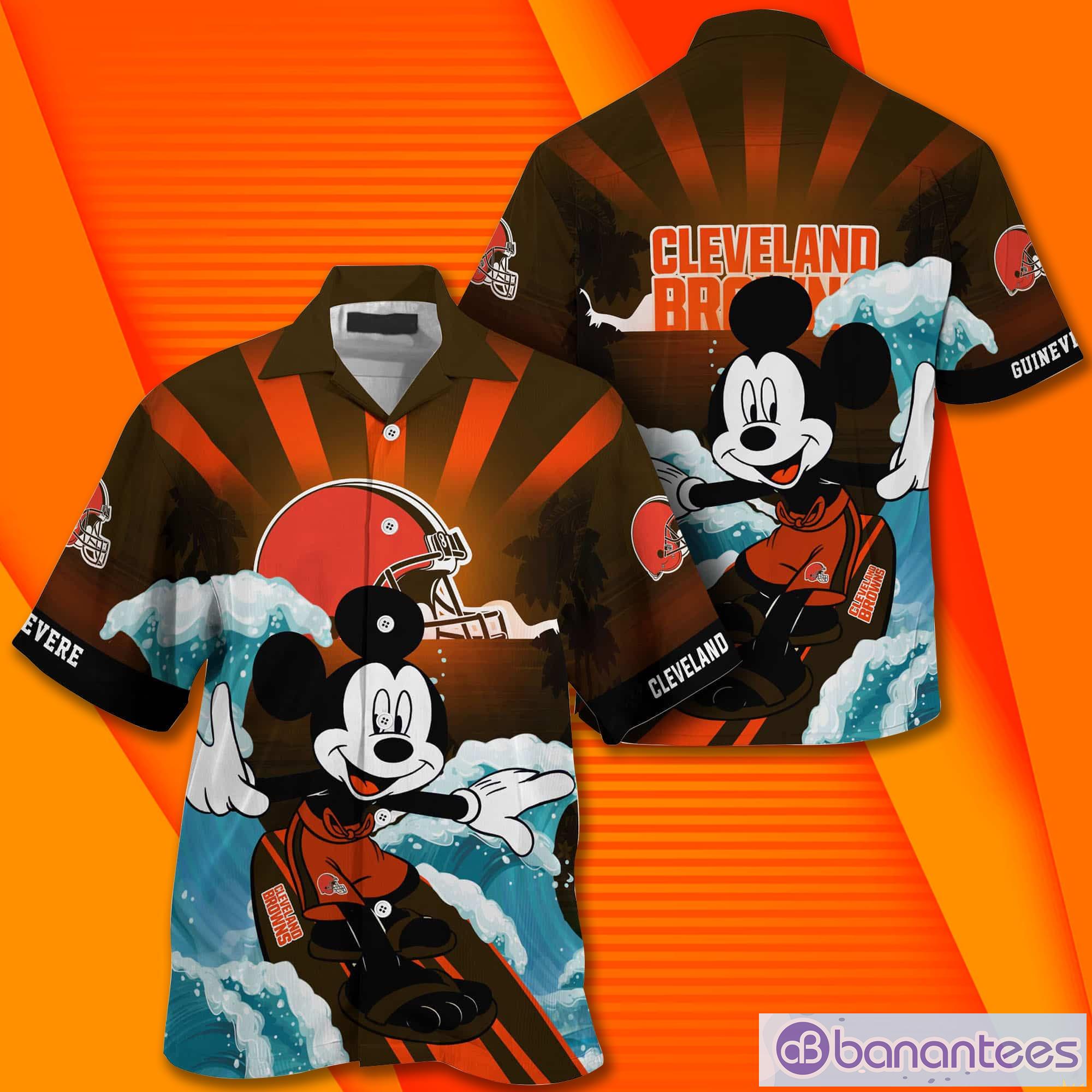 Cleveland Browns NFL And Mickey Mouse Custom Name Hawaiian Shirt Product Photo 2