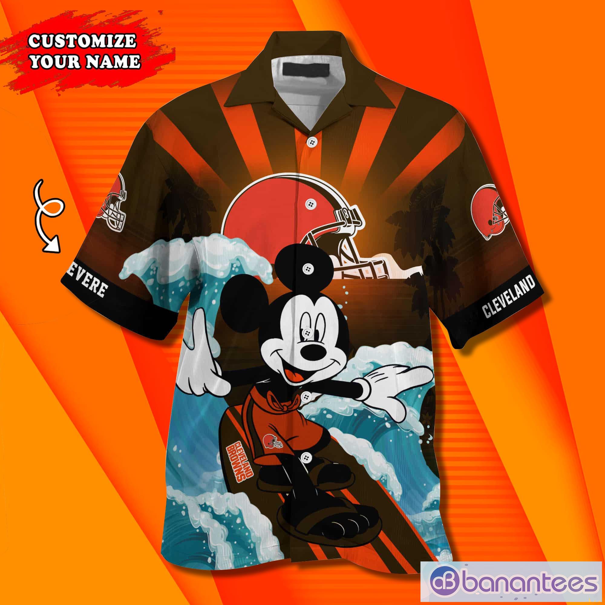 Cleveland Browns NFL And Mickey Mouse Custom Name Hawaiian Shirt Product Photo 3