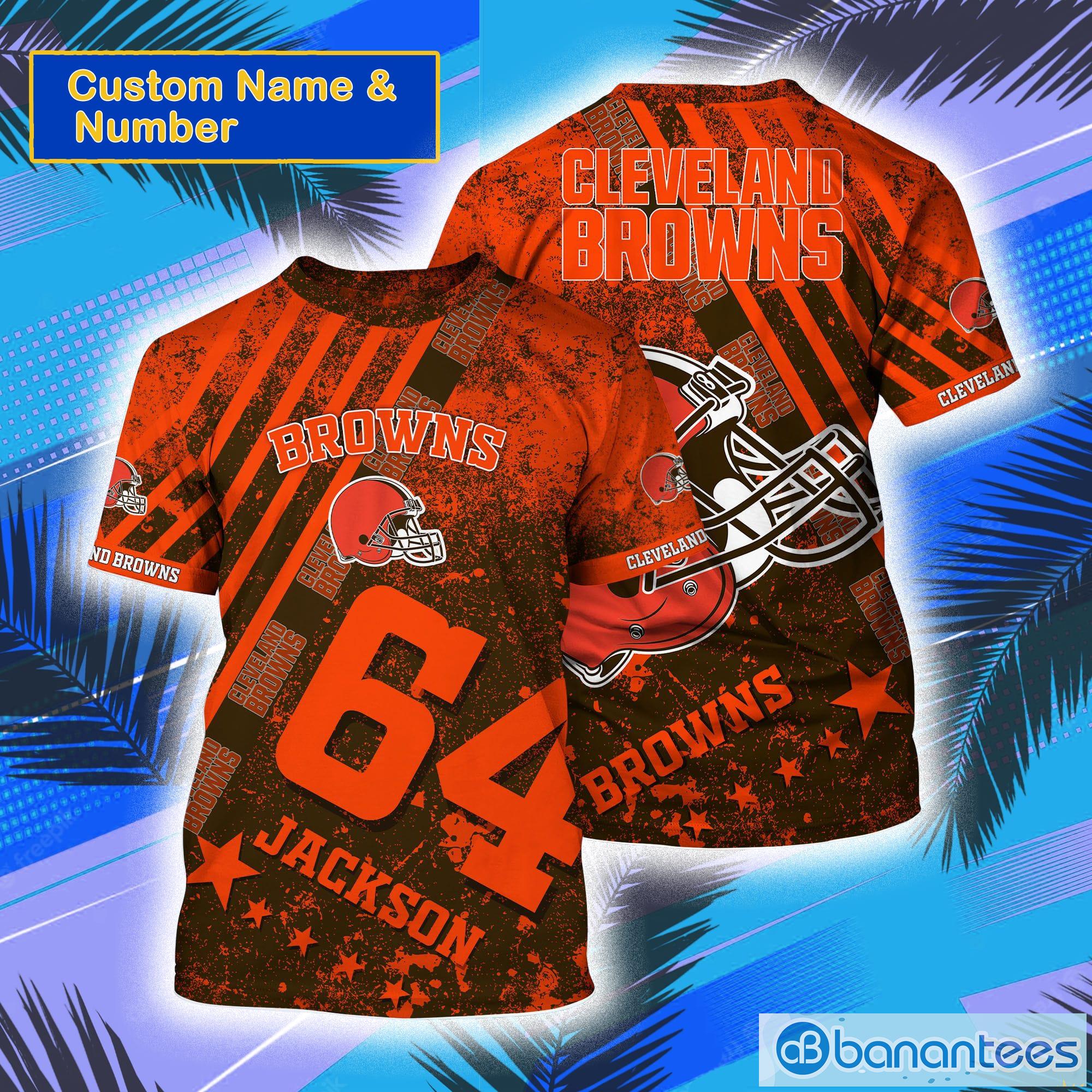 Cleveland Browns NFL Custom Name And Number All Over Print 3D T-Shirt Product Photo 1