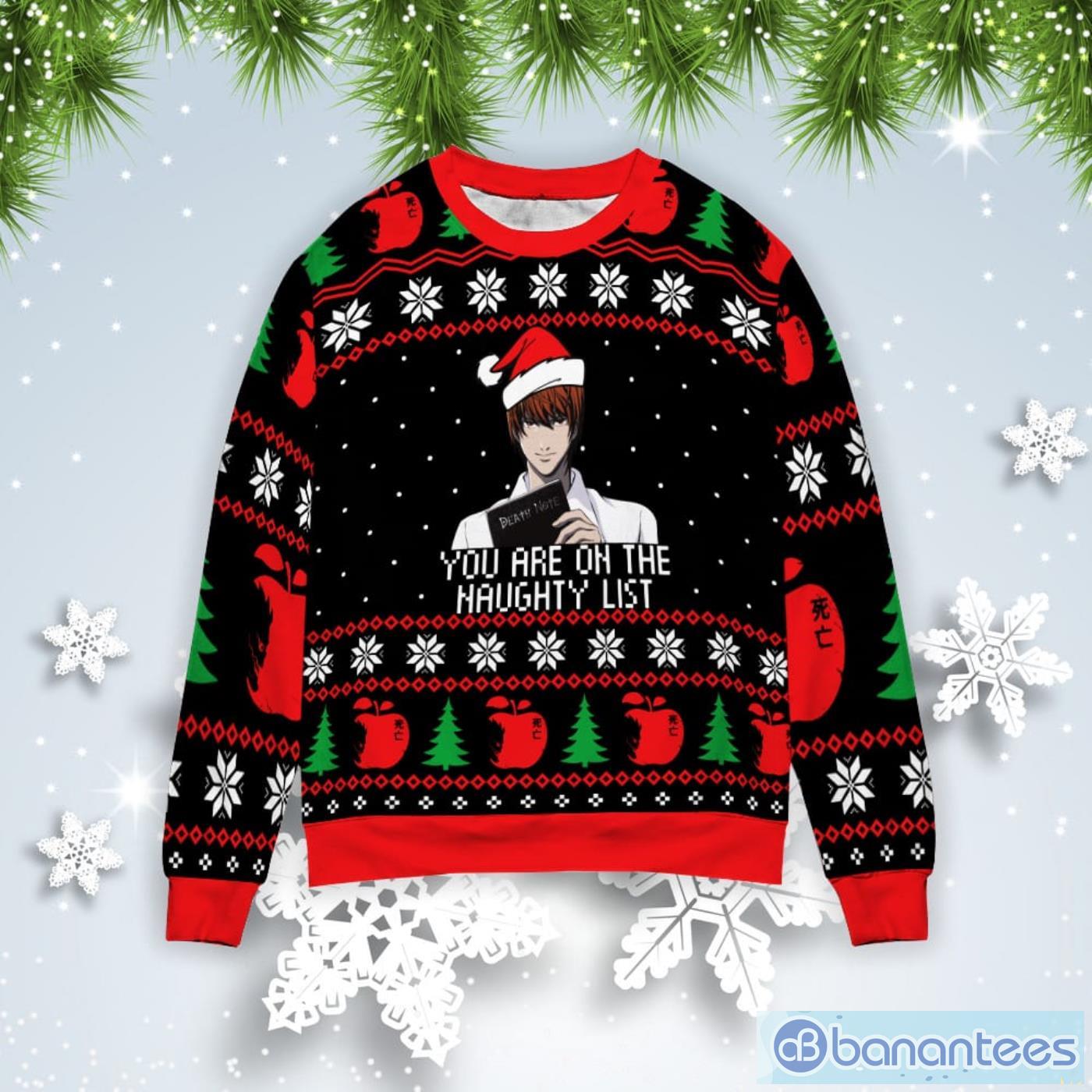Death Note You Are On The Naughty List Christmas Gift Ugly Christmas Sweater Product Photo 1