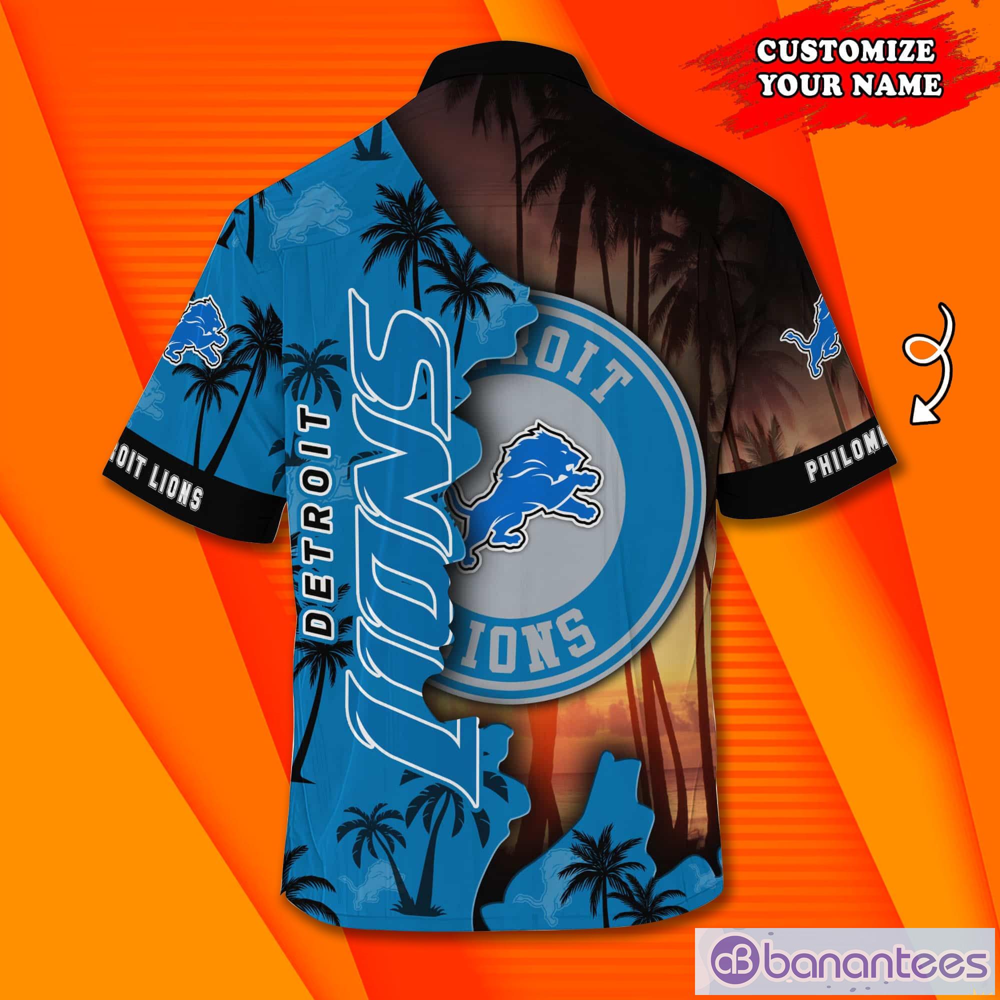 Detroit Lions NF And Tropical Pattern Custom Name Hawaiian Shirt Product Photo 1