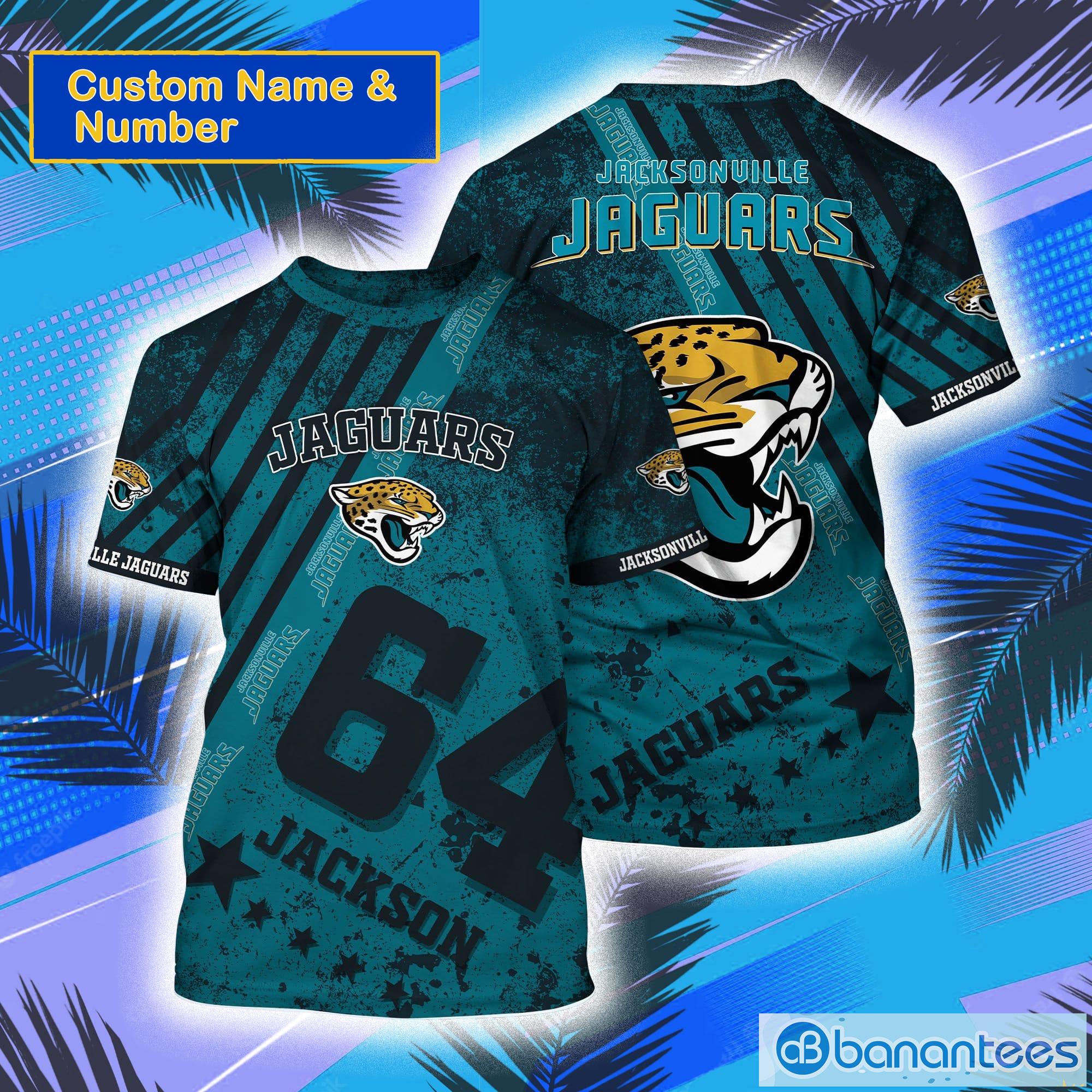 Jacksonville Jaguars NFL Custom Name And Number All Over Print 3D T-Shirt Product Photo 1
