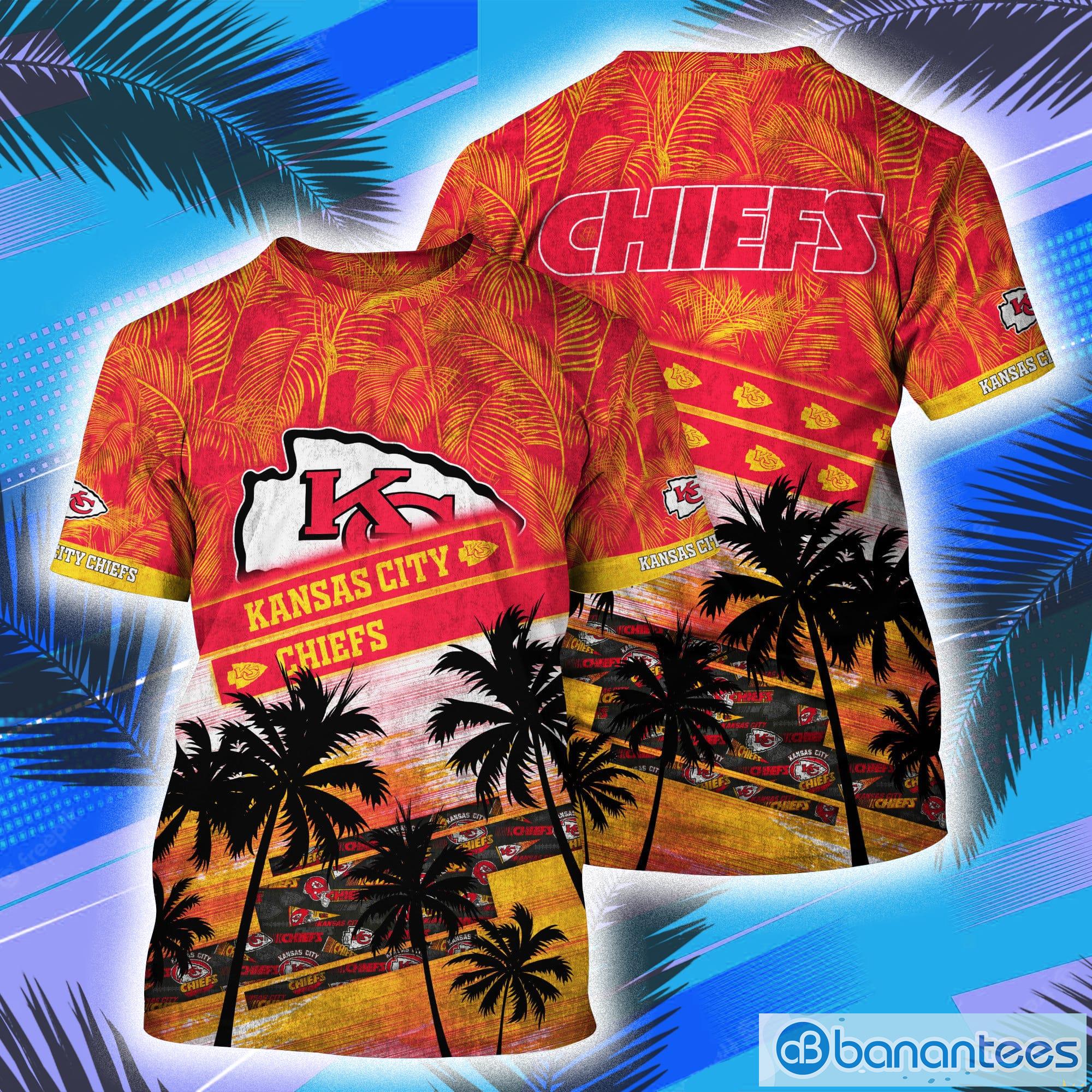Kansas City Chiefs NFL And Tropical Pattern Aloha Hawaii Style 3D T-Shirt Product Photo 1