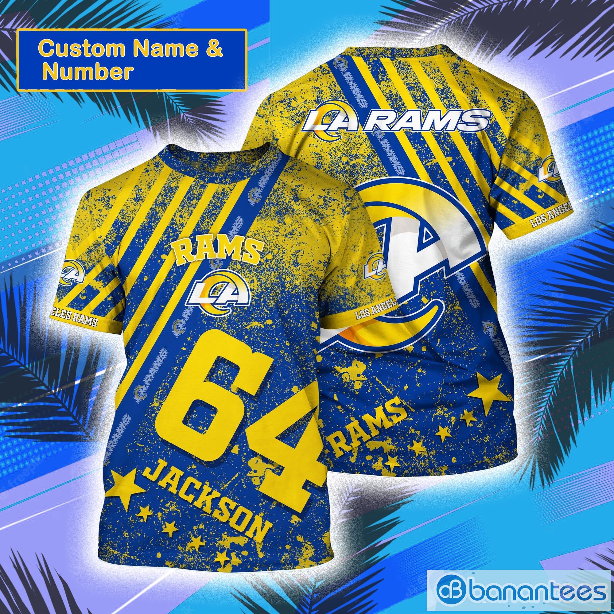Los Angeles Rams NFL Custom Name And Number All Over Print 3D T-Shirt Product Photo 1