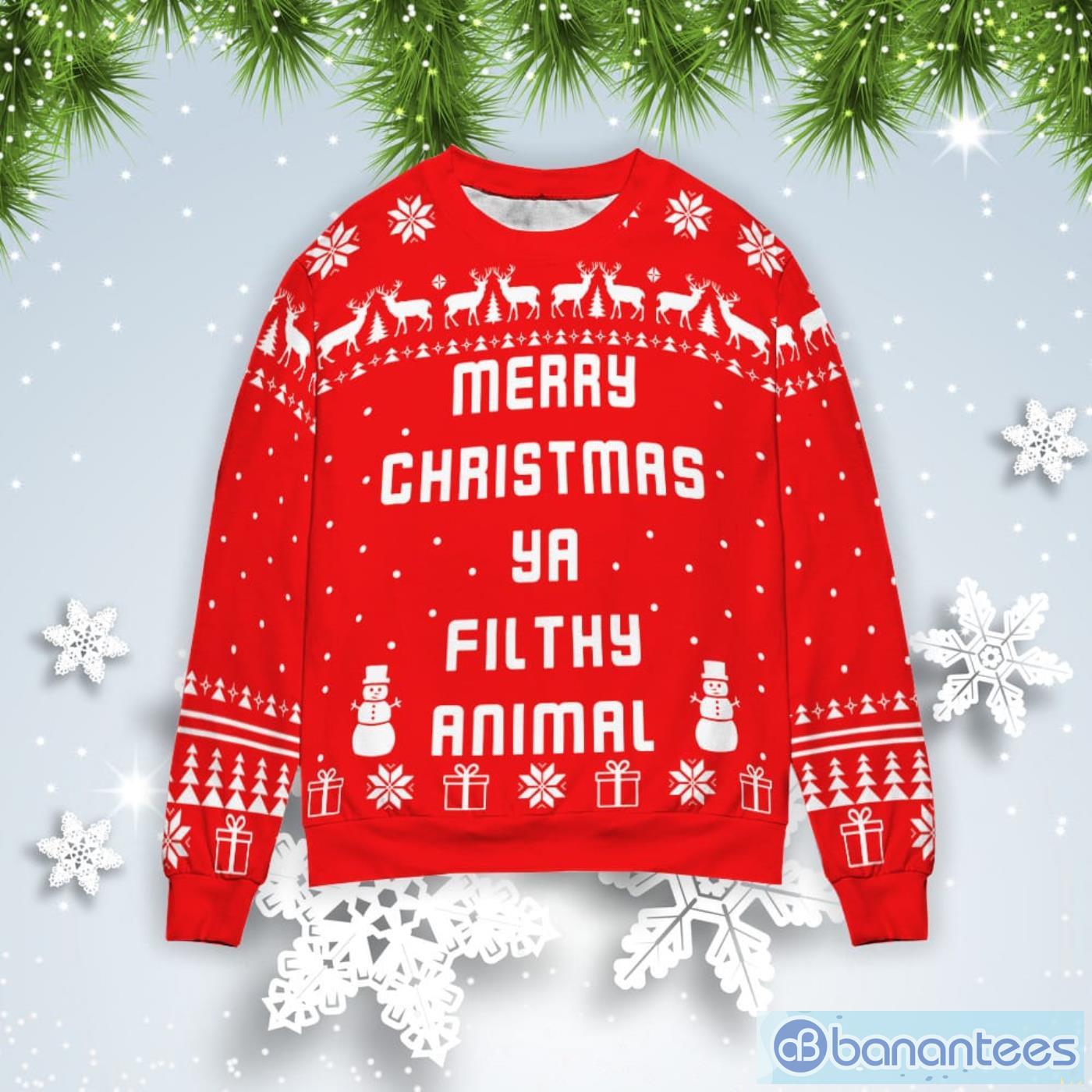 Merry Christmas Ya Filthy Animal Ugly Christmas Sweater Product Photo 1