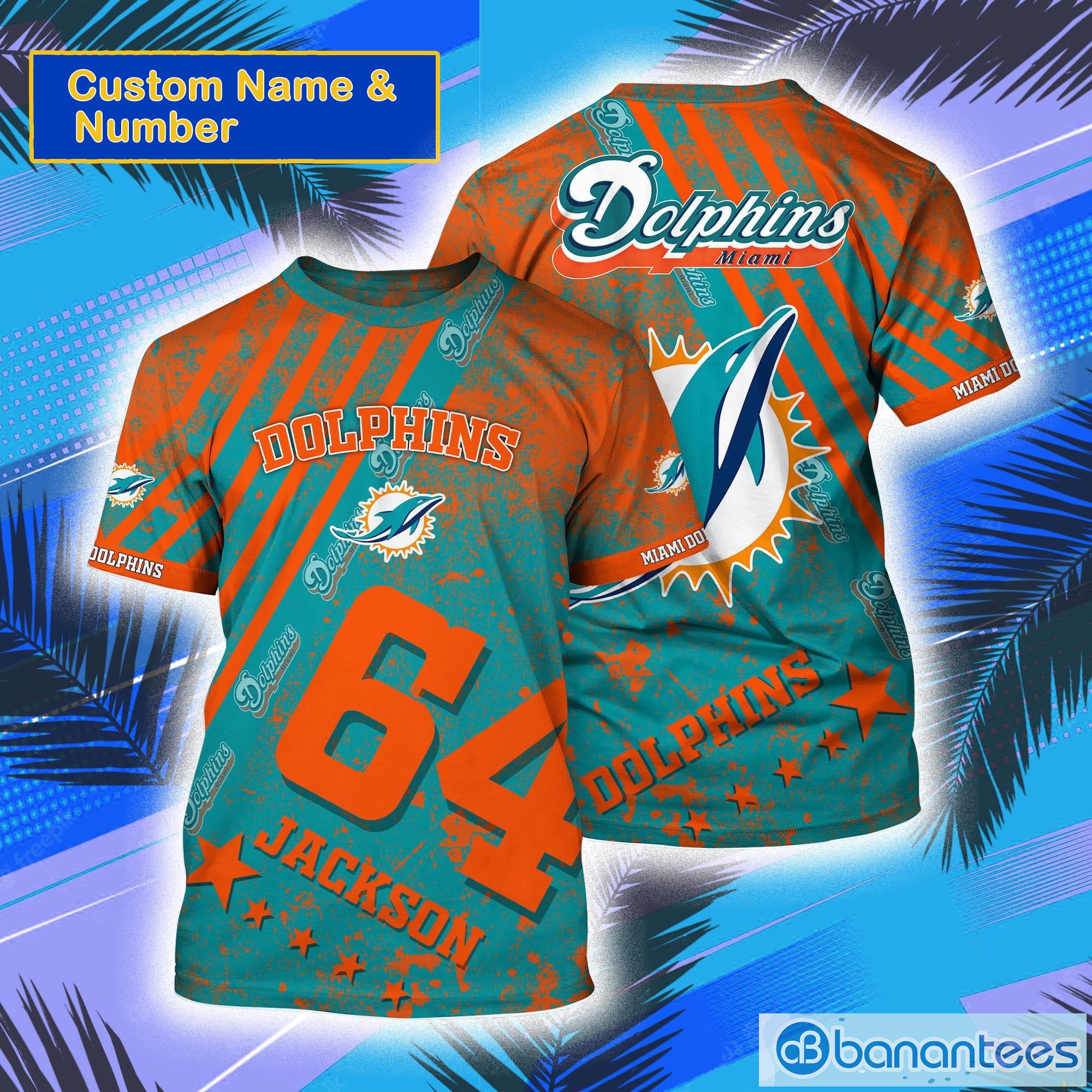 Miami Dolphins NFL Custom Name And Number All Over Print 3D T-Shirt Product Photo 1 Miami Dolphins NFL Custom Name And Number All Over Print 3D T-Shirt Product Photo 1