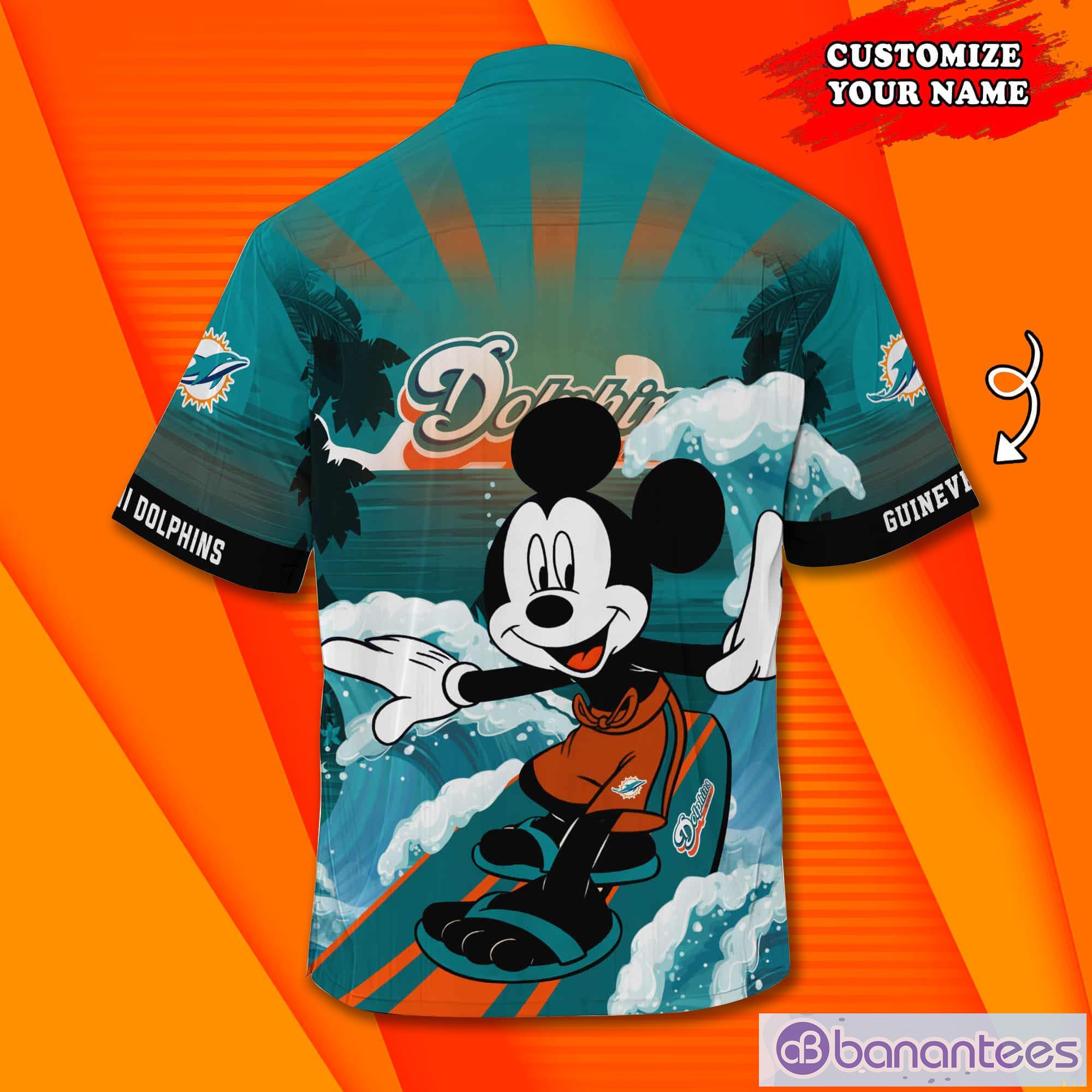 Miami Dolphins NFL Mickey Mouse Custom Name Hawaiian Shirt - Banantees