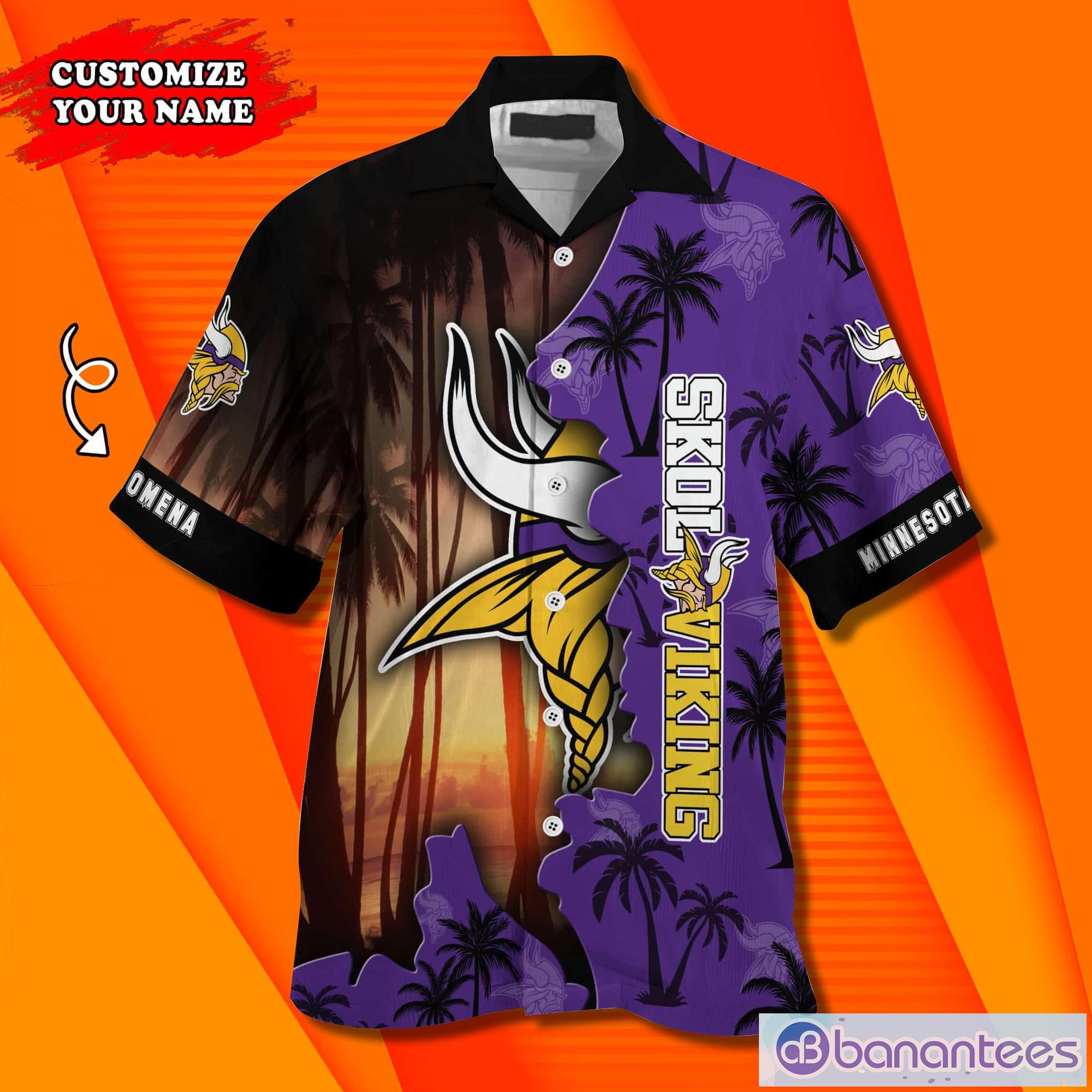 Minnesota Vikings Tropical Floral Custom Name Aloha Hawaiian Shirt