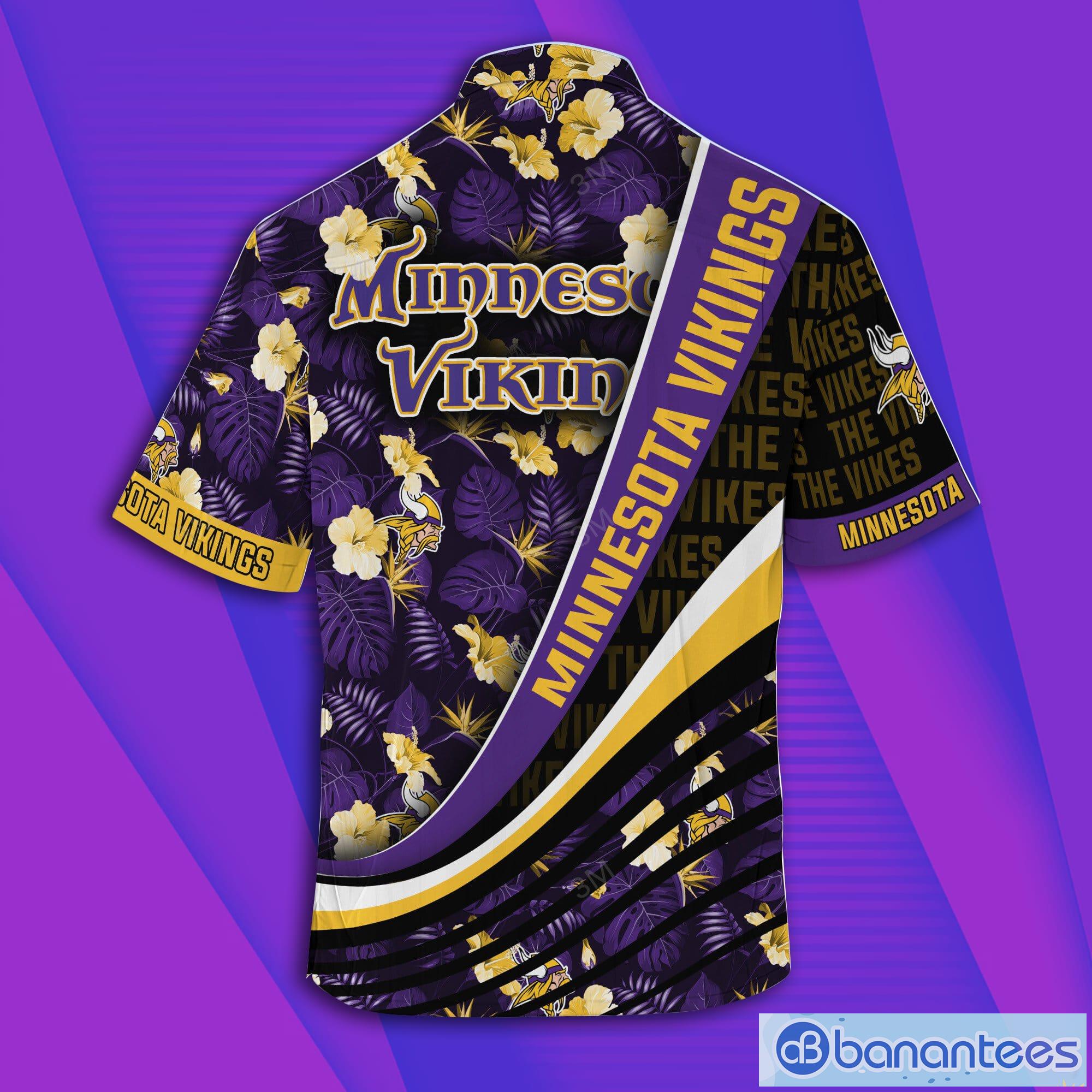 Minnesota Vikings NFL And Flowers Pattern Hawaiian Shirt Product Photo 2