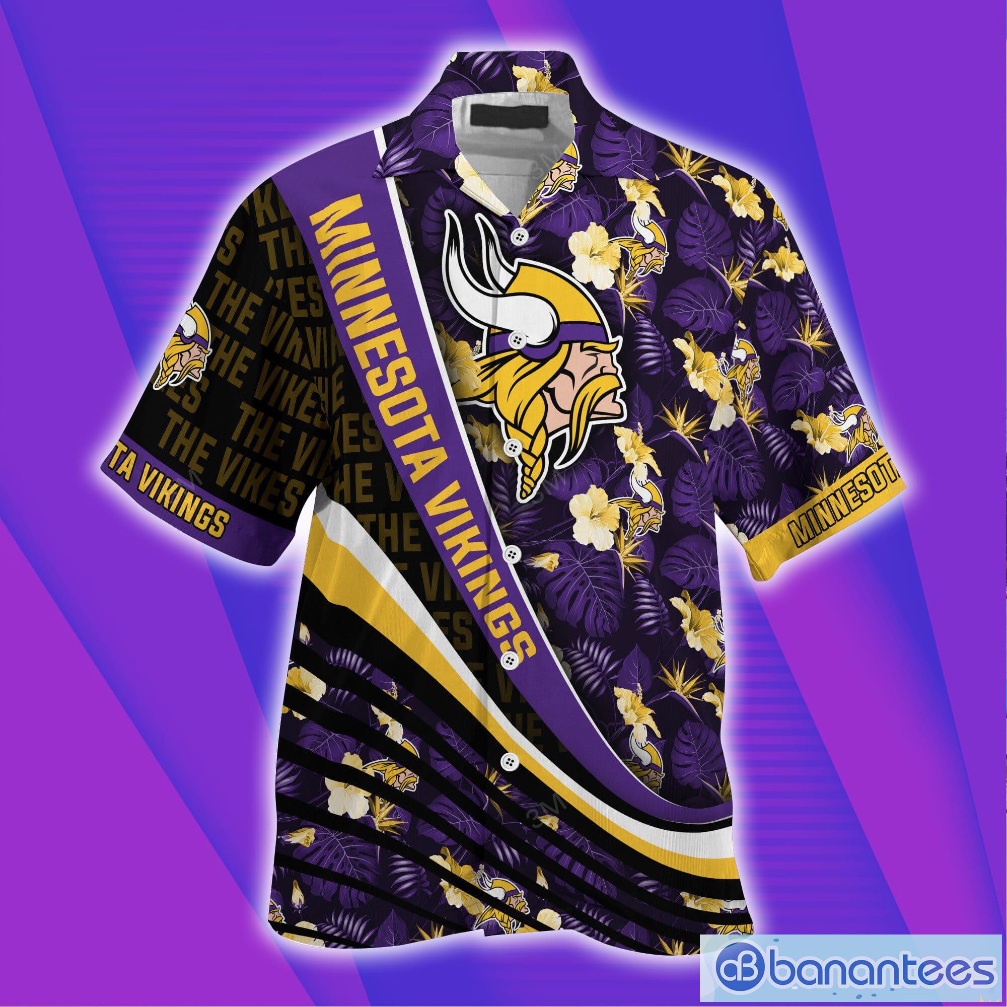 Minnesota Vikings NFL And Flowers Pattern Hawaiian Shirt Product Photo 3