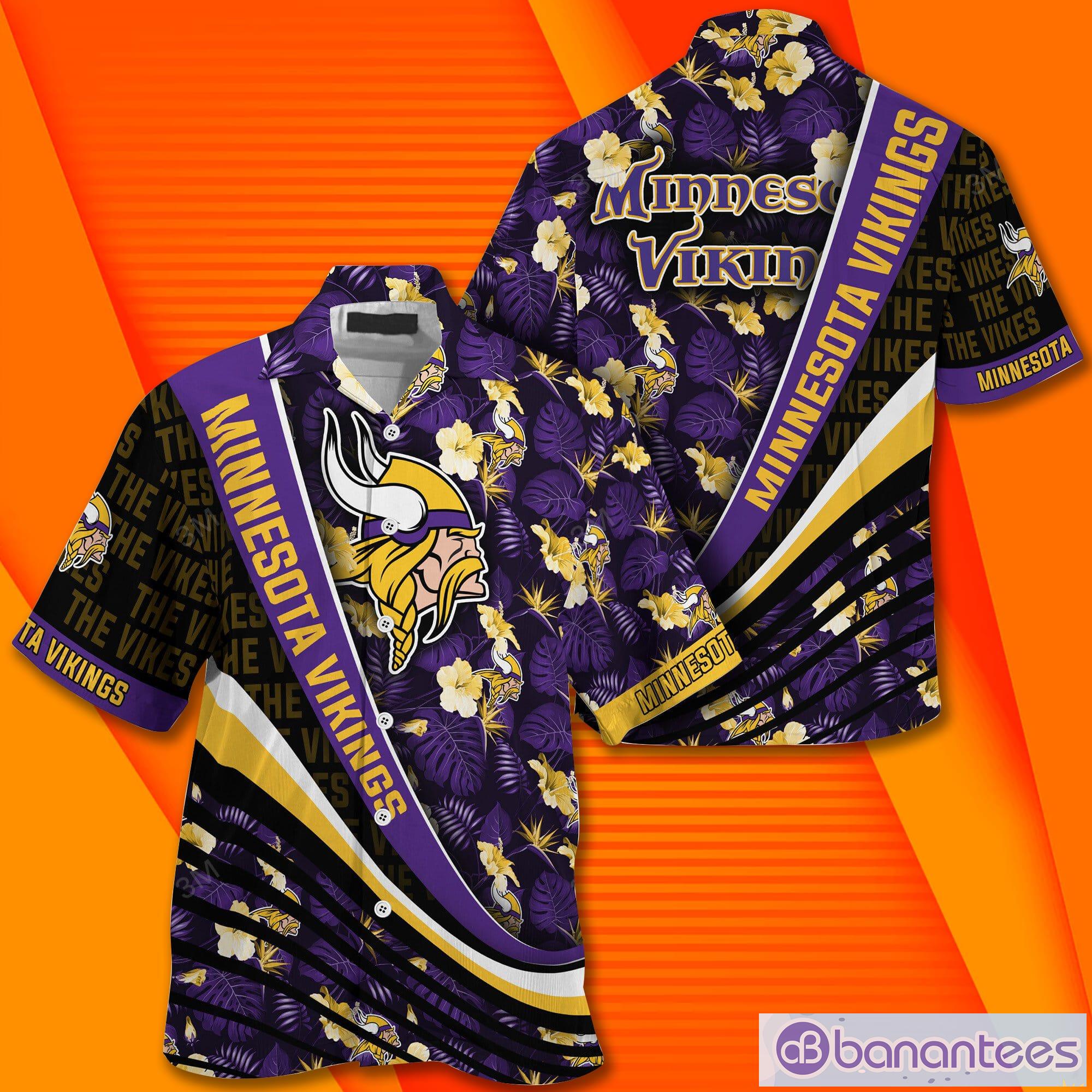 Minnesota Vikings NFL And Flowers Pattern Hawaiian Shirt Product Photo 1