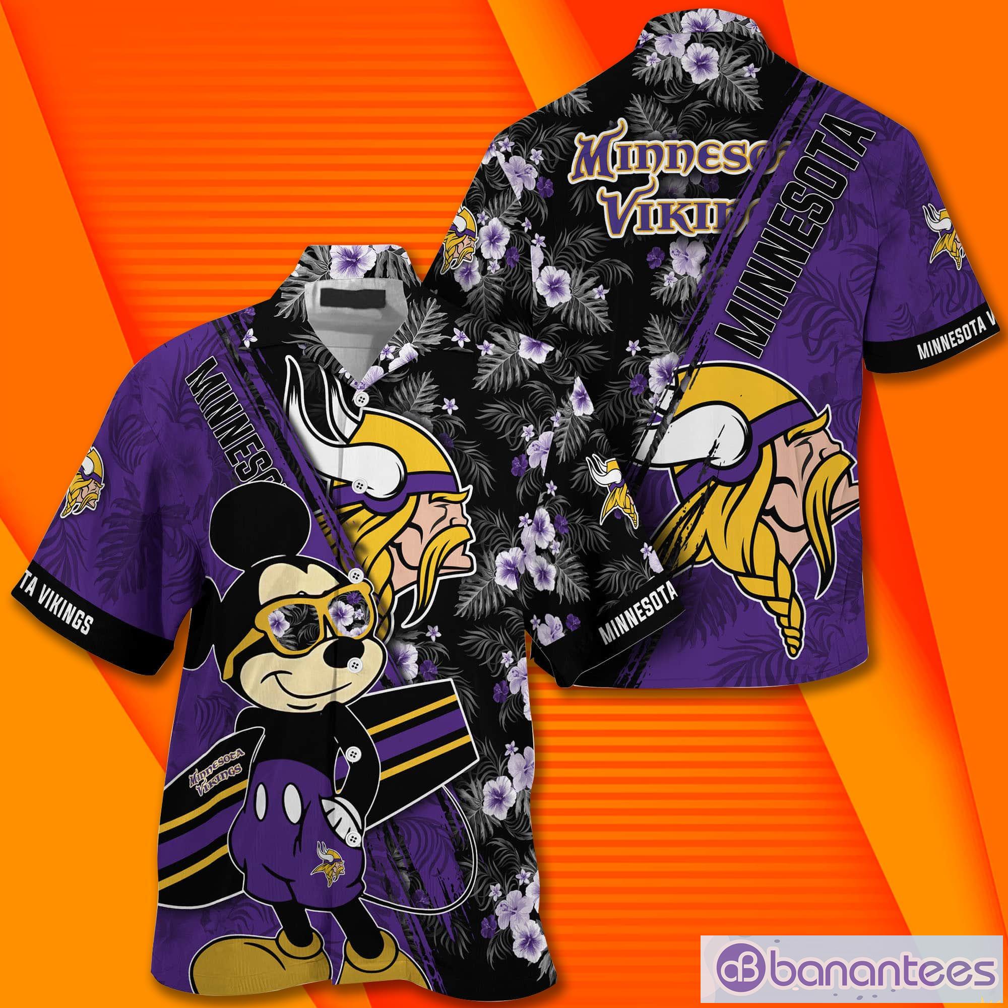 Minnesota Vikings NFL Mickey Mouse Short Sleeves Hawaiian Shirt Product Photo 2