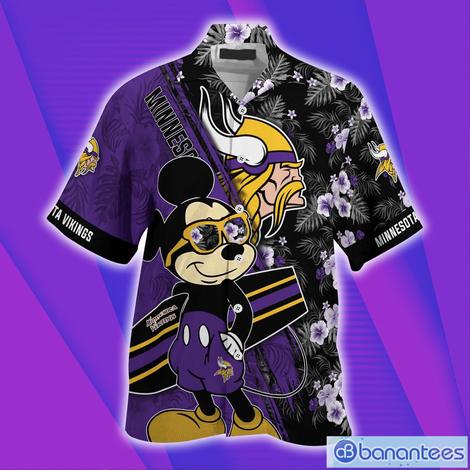 Minnesota Vikings NFL Mickey Mouse Short Sleeves Hawaiian Shirt Product Photo 3