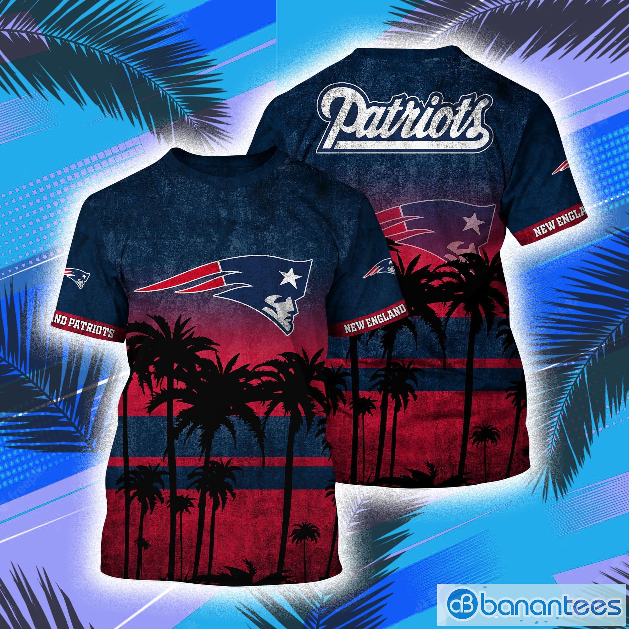 New England Patriots NFL And Palm Trees Hawaii Style 3D T-Shirt Product Photo 1