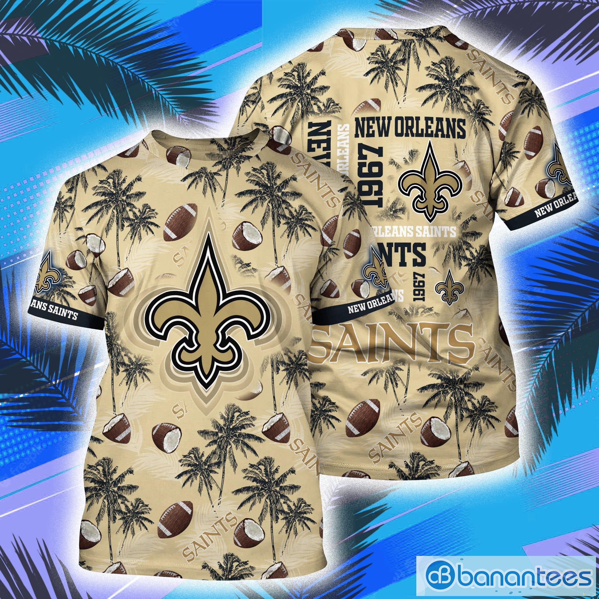 New Orleans Saints NFL And Palm Trees Pattern All Over Print 3D T-Shirt Product Photo 1
