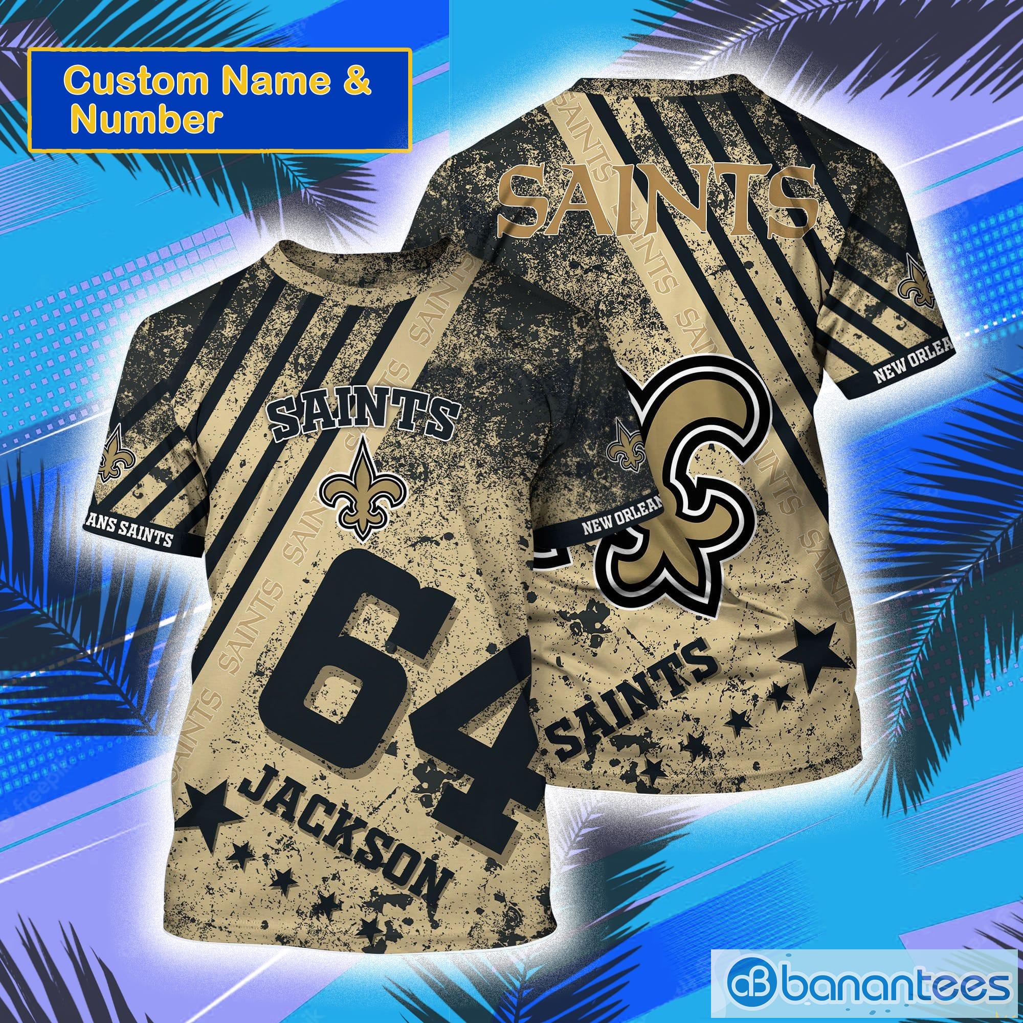 New Orleans Saints NFL Custom Name And Number All Over Print 3D T-Shirt Product Photo 1