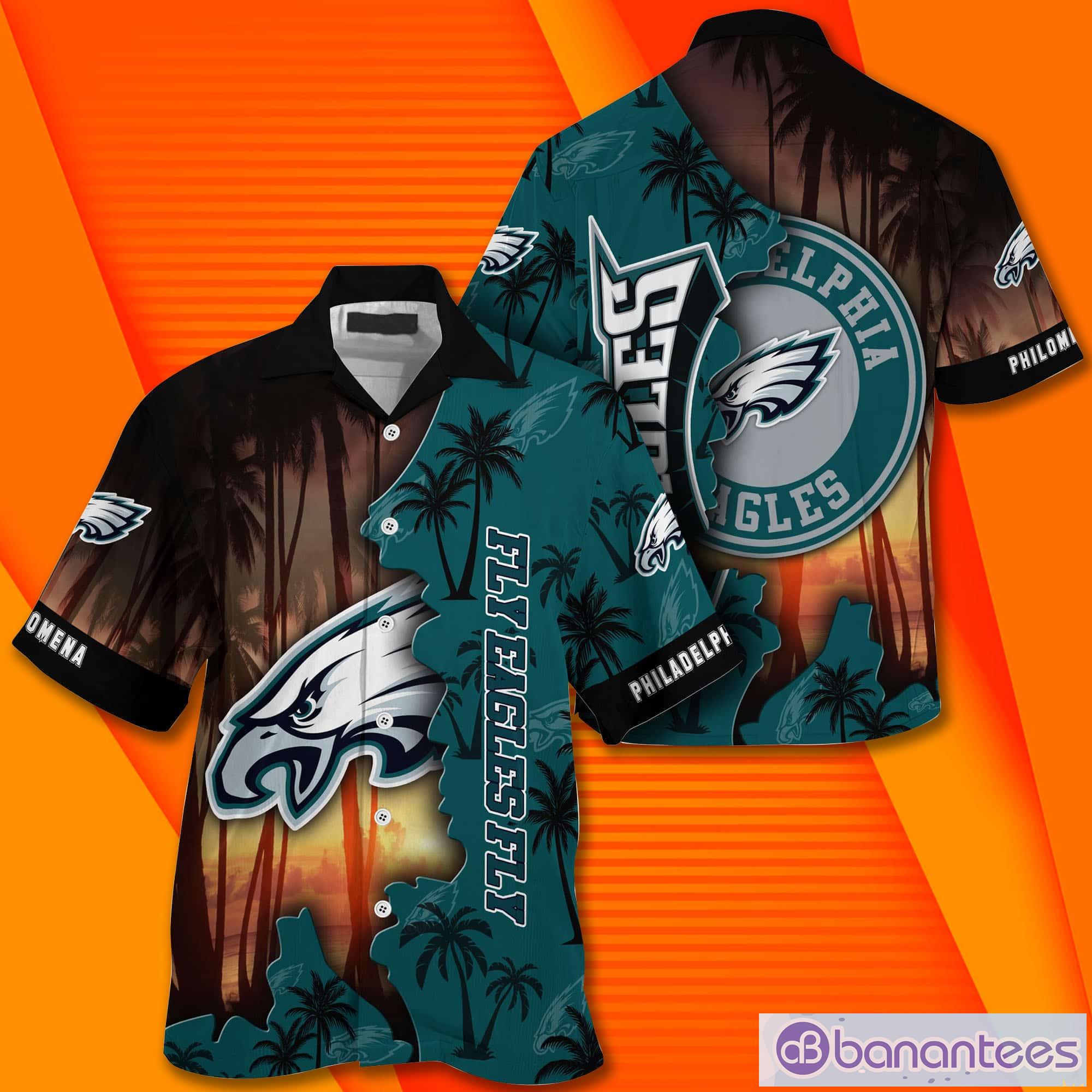 Philadelphia Eagles NF And Tropical Pattern Custom Name Hawaiian Shirt Product Photo 2