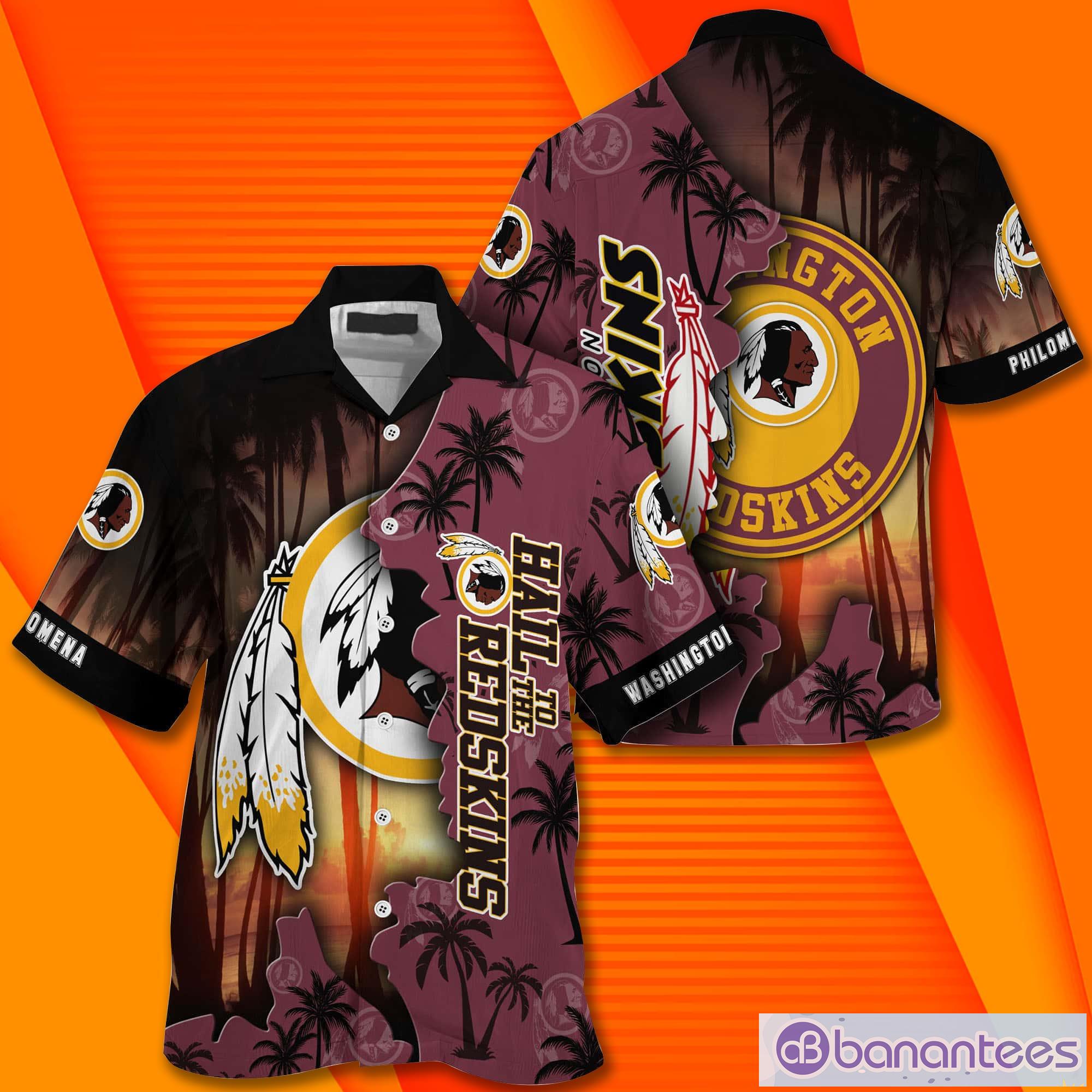 washington redskins nf and tropical pattern custom name hawaiian shirt 1 image Washington Redskins NF And Tropical Pattern Custom Name Hawaiian Shirt Product Photo 2