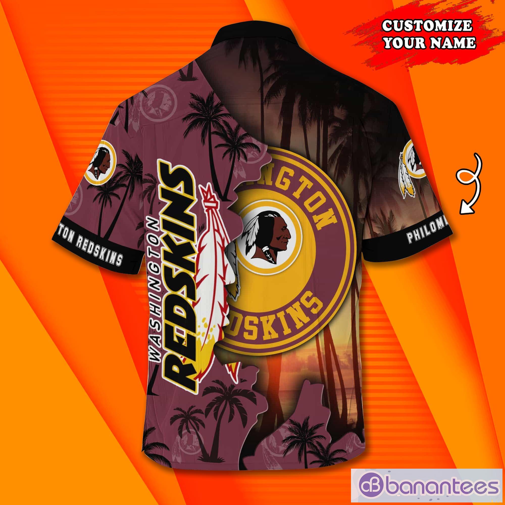 Washington Redskins NF And Tropical Pattern Custom Name Hawaiian Shirt Product Photo 1 Washington Redskins NF And Tropical Pattern Custom Name Hawaiian Shirt Product Photo 1