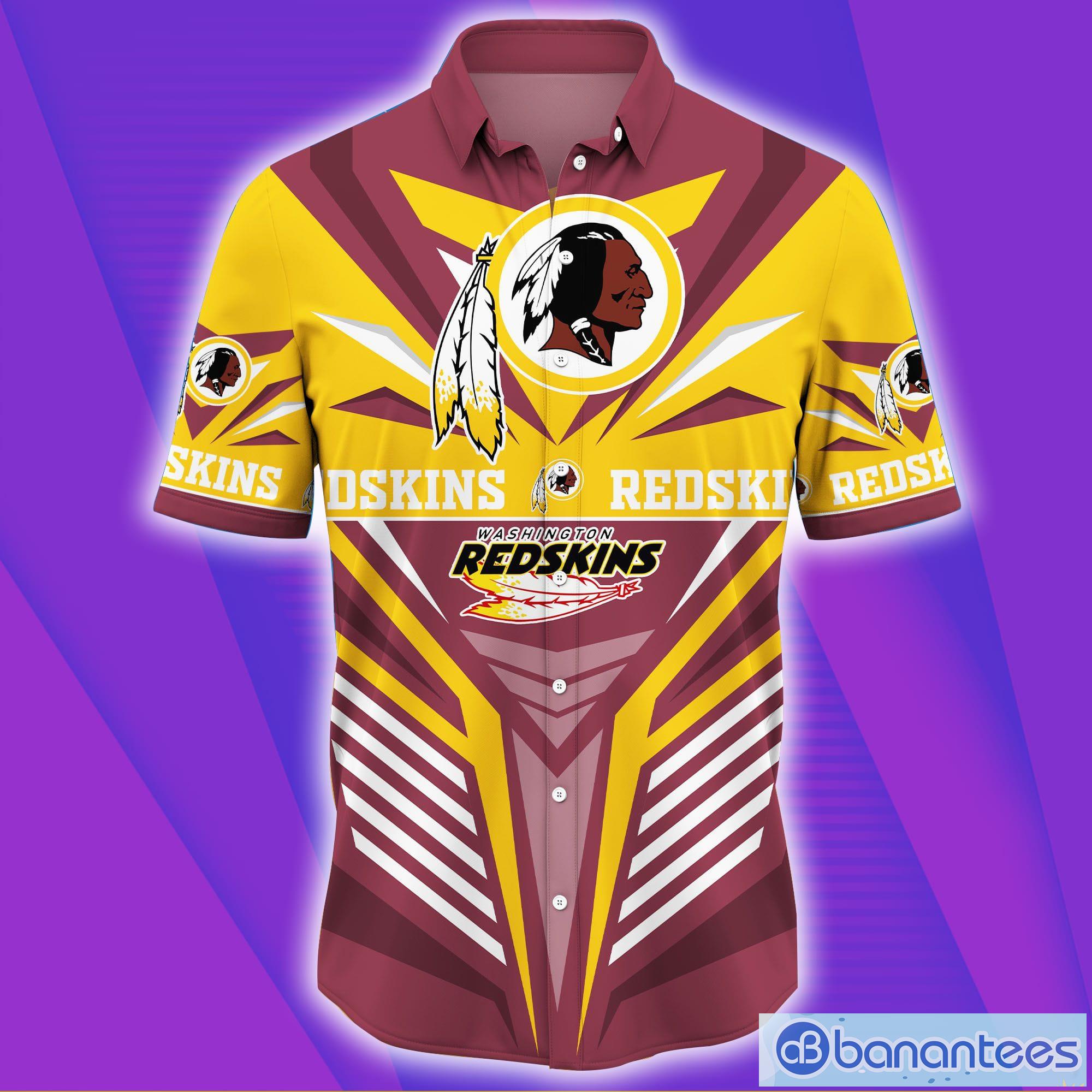 washington redskins nfl yellow and brown short sleeves hawaiian shirt 1 image Washington Redskins NFL Yellow And Brown Short Sleeves Hawaiian Shirt Product Photo 2