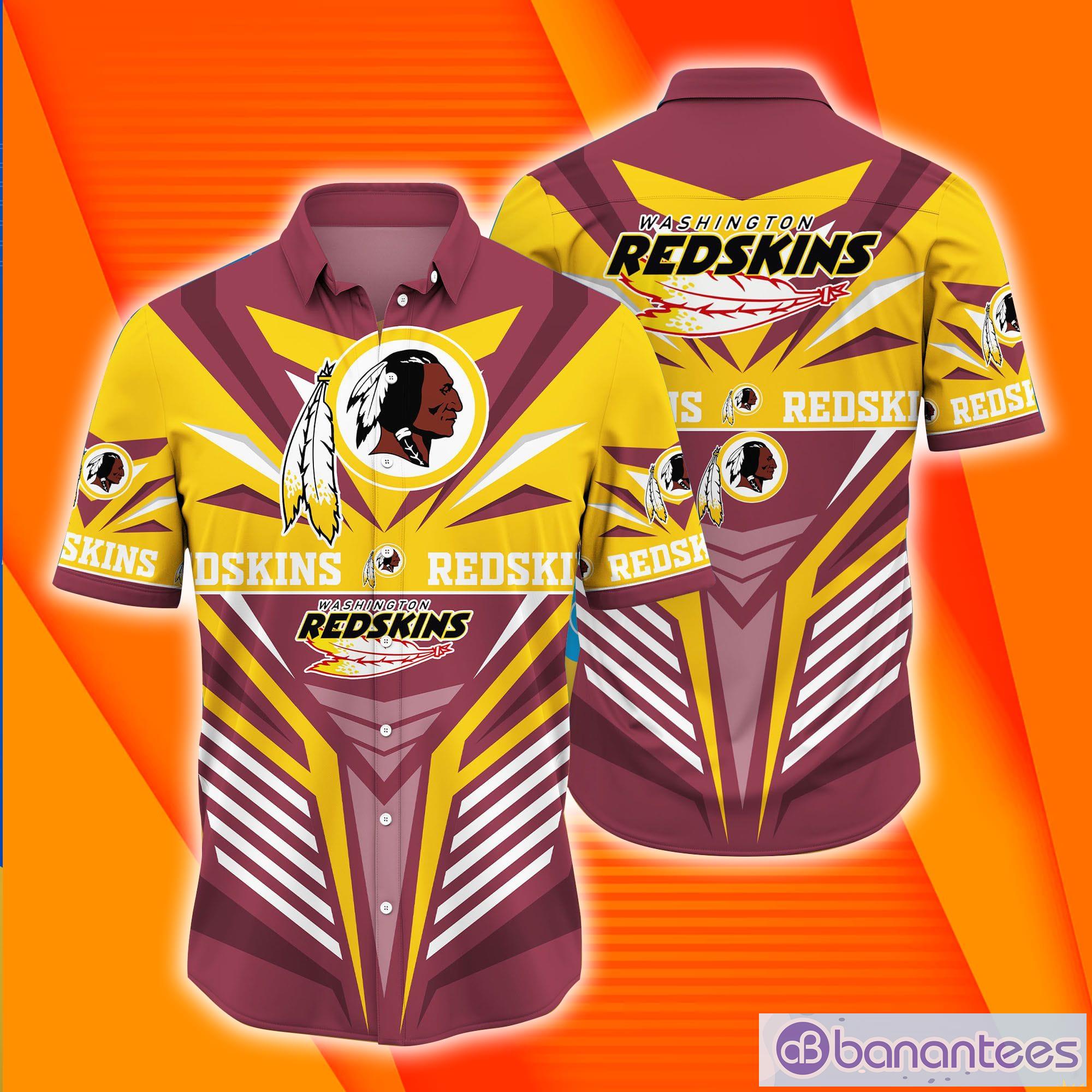 Washington Redskins NFL Yellow And Brown Short Sleeves Hawaiian Shirt Product Photo 1 Washington Redskins NFL Yellow And Brown Short Sleeves Hawaiian Shirt Product Photo 1