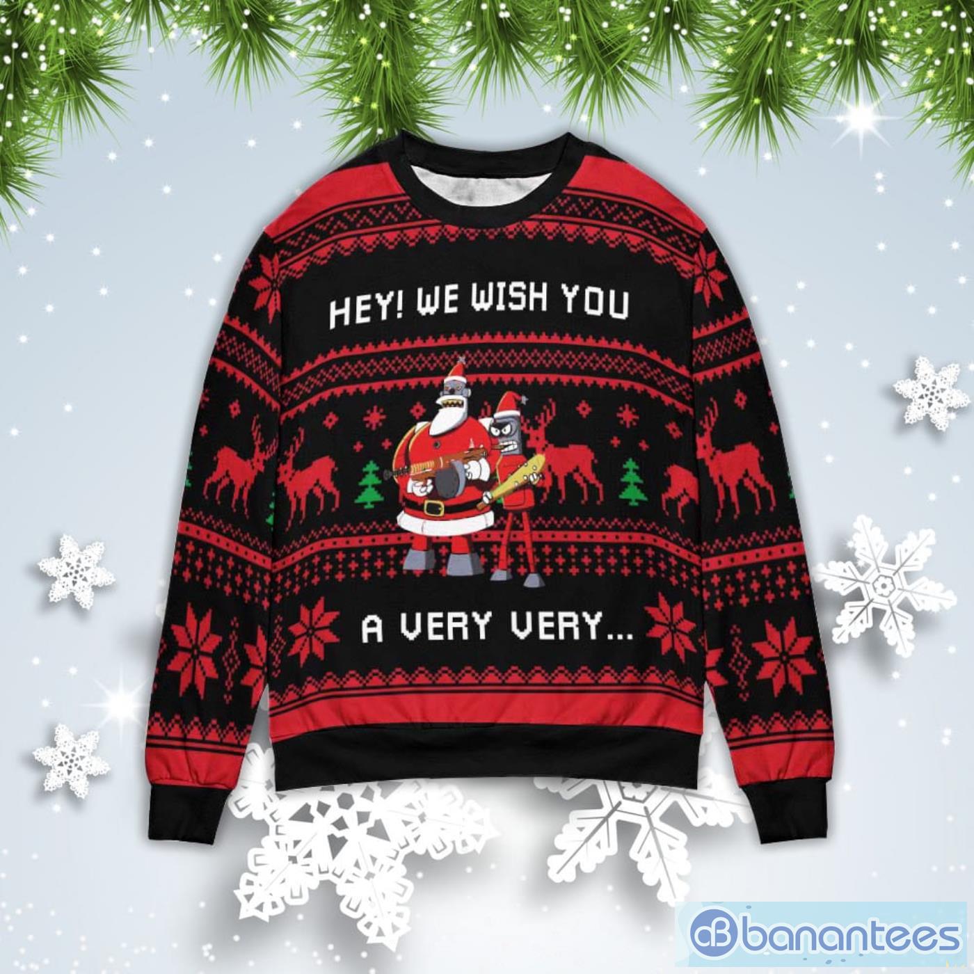 Futurama Hey We Wish You A Very Very Christmas Gift Ugly Christmas Sweater Product Photo 1