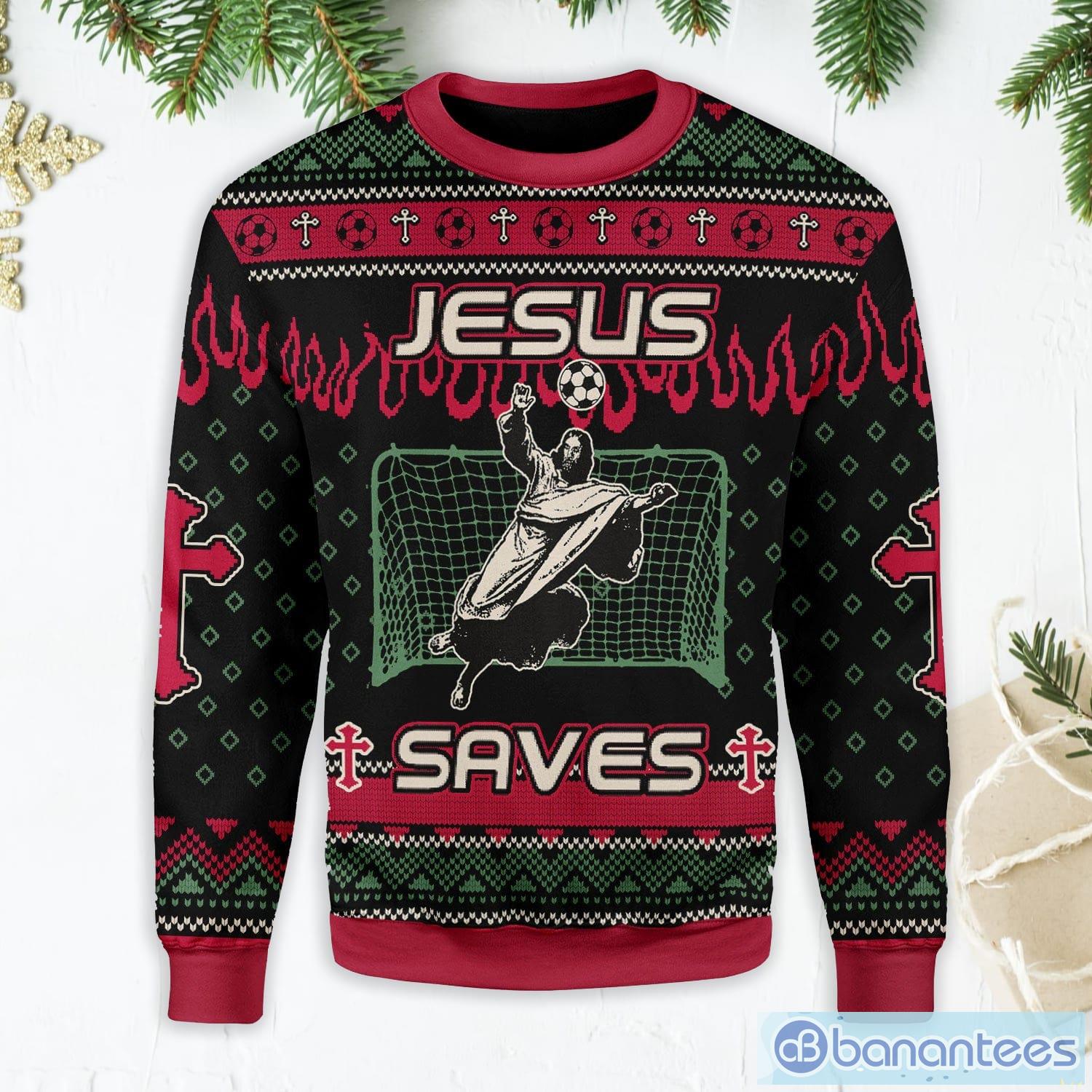 Jesus Saves New York Yankees Ugly Christmas Sweater, Jumper - OwlOhh