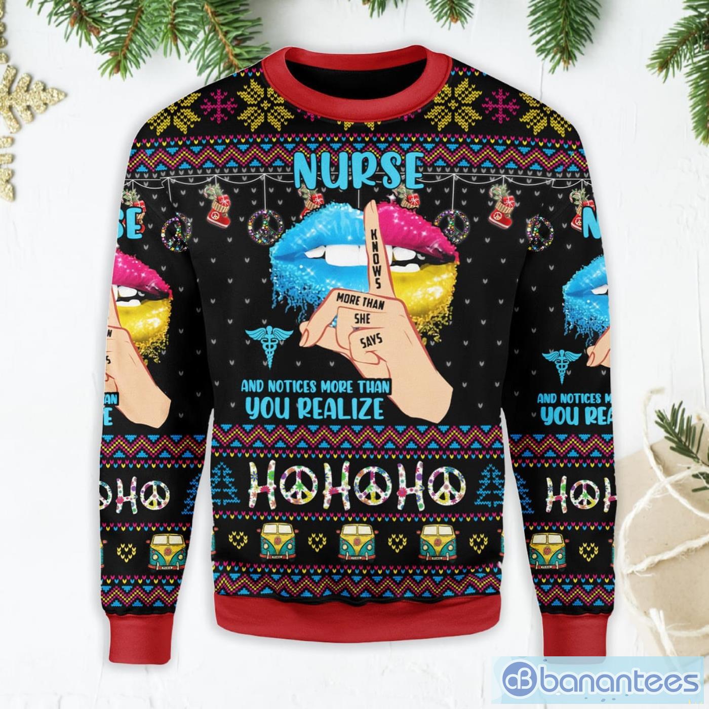 Nurse Life Hippie Ugly Christmas Sweater Product Photo 1
