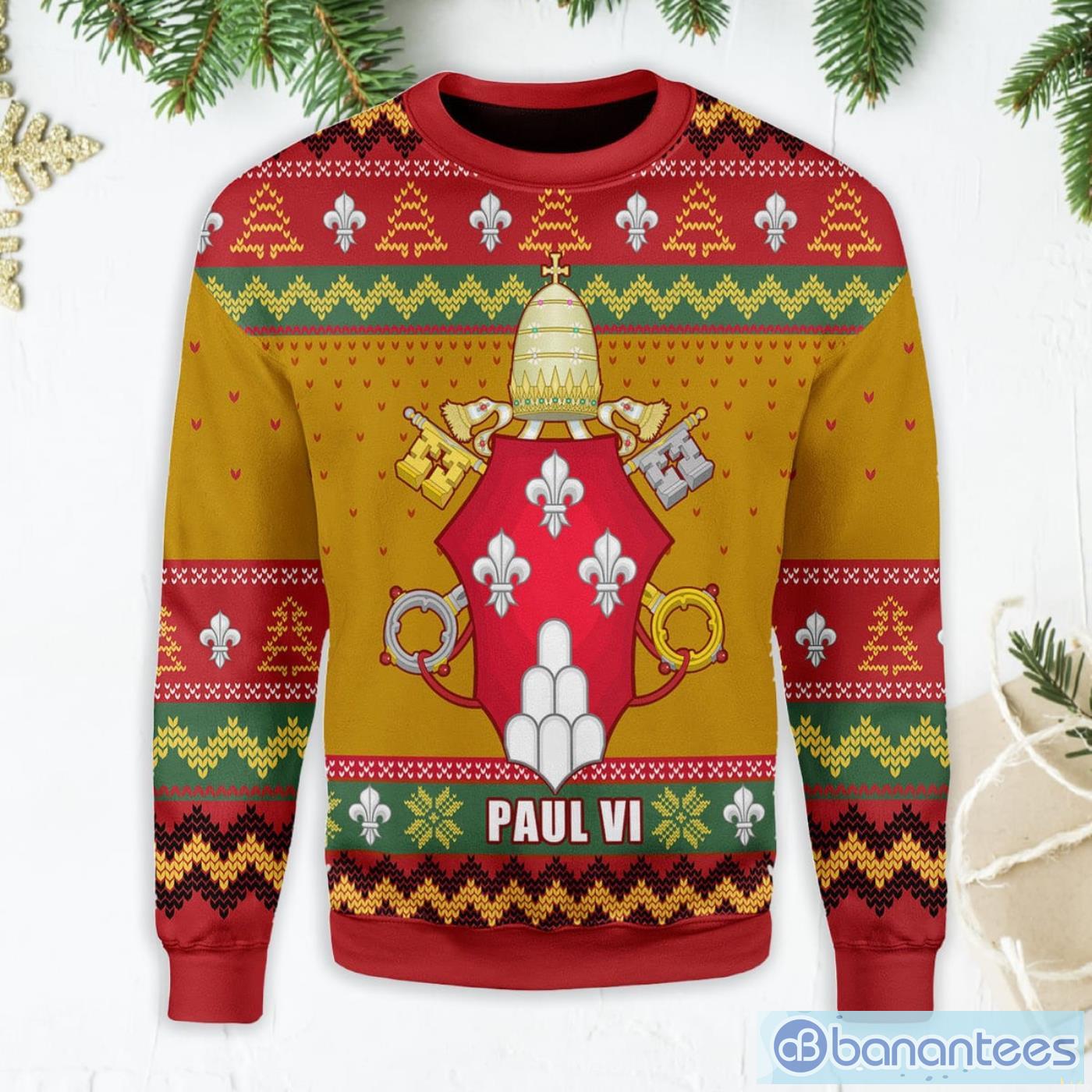 Pope Pope Paul VI Coat Of Arms Ugly Christmas Sweater Product Photo 1