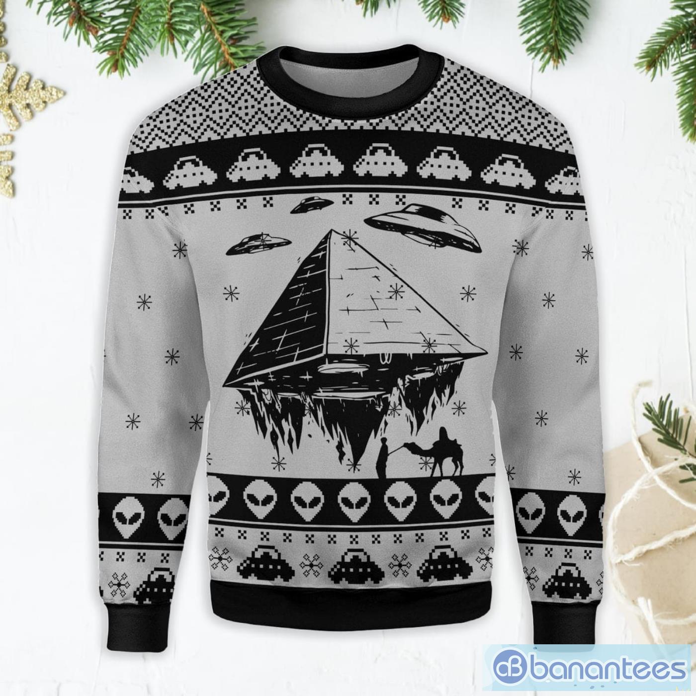 Pyramid UFO Ancient Aliens Ugly Christmas Sweater Product Photo 1 Pyramid UFO Ancient Aliens Ugly Christmas Sweater Product Photo 1