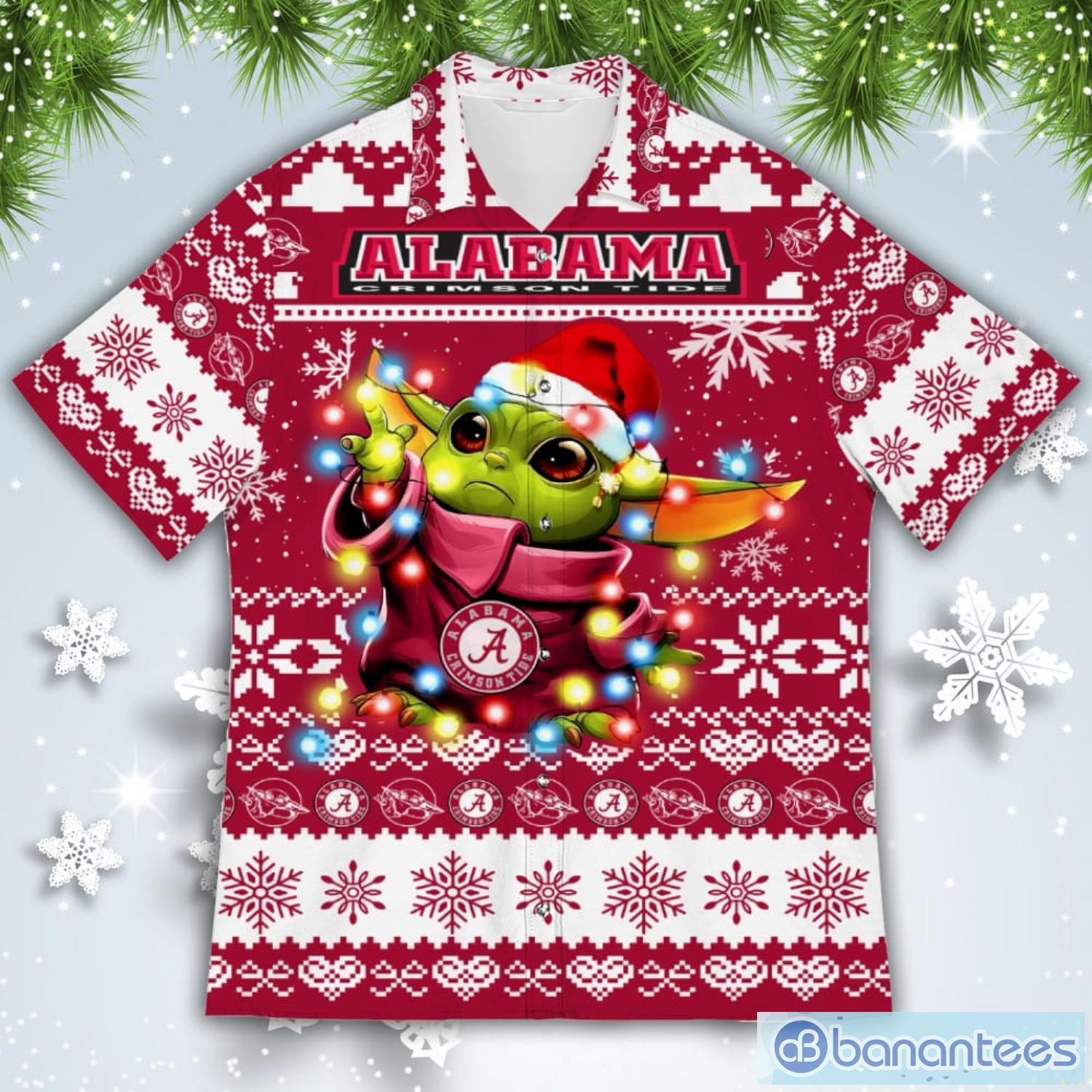 Alabama Crimson Tide Baby Yoda Star Wars American Ugly Christmas Sweater Pattern Hawaiian Shirt Product Photo 2