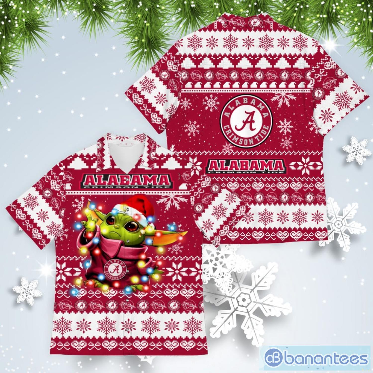 Alabama Crimson Tide Baby Yoda Star Wars American Ugly Christmas Sweater Pattern Hawaiian Shirt Product Photo 1