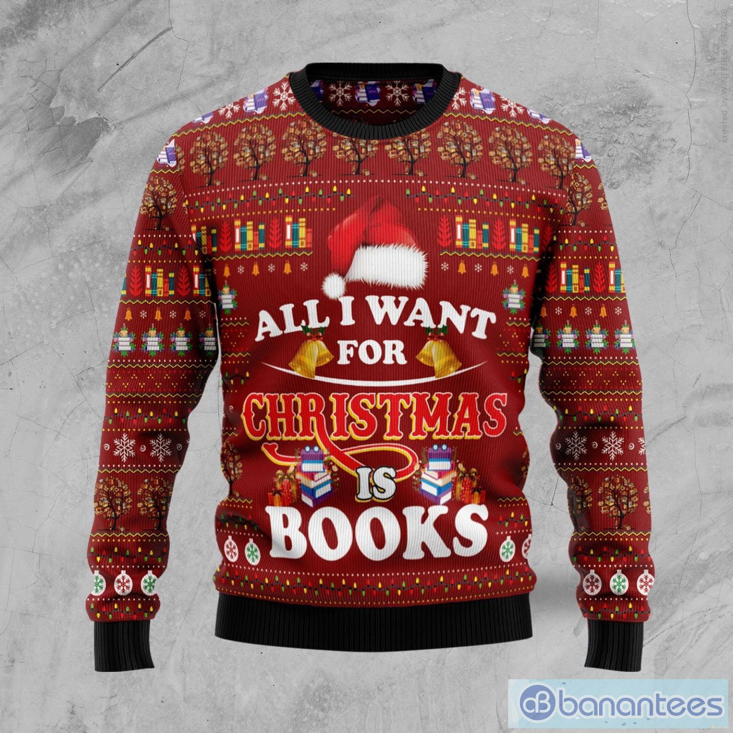 All I Want For Christmas Is Book Dog Christmas Ugly Sweater Product Photo 2