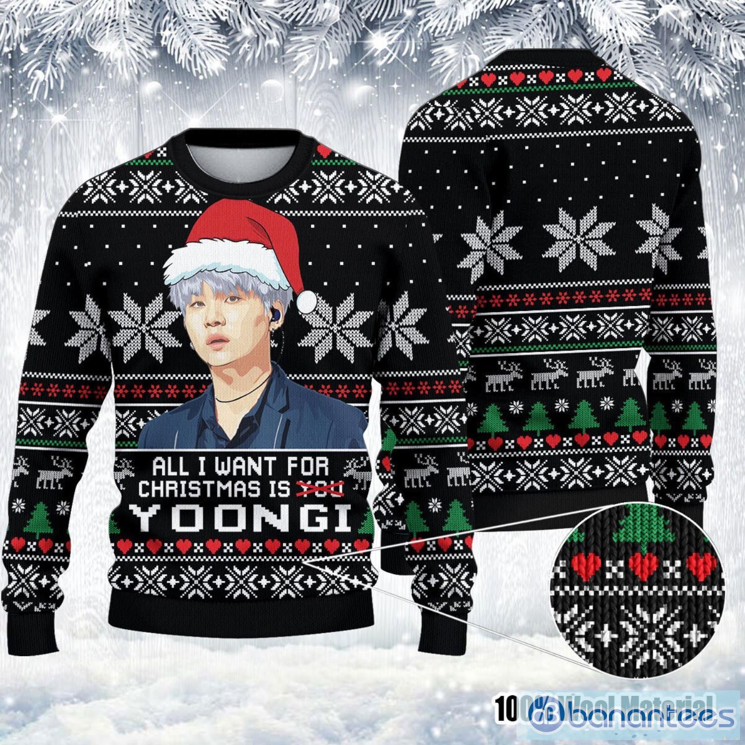 All I Want For Christmas Is Yoongi Christmas Ugly Christmas Sweater Product Photo 1