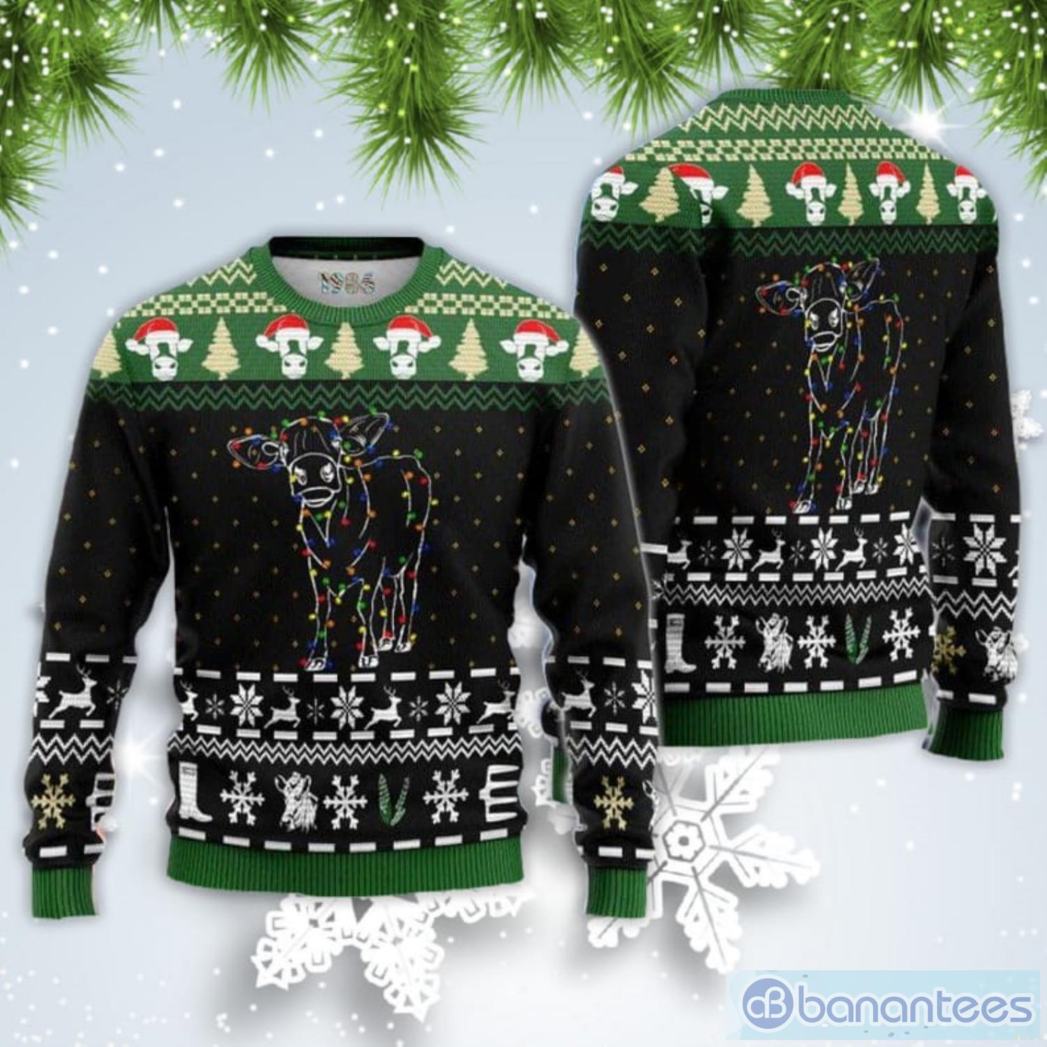 Amazing Cow Light Ugly Christmas Sweater Product Photo 1