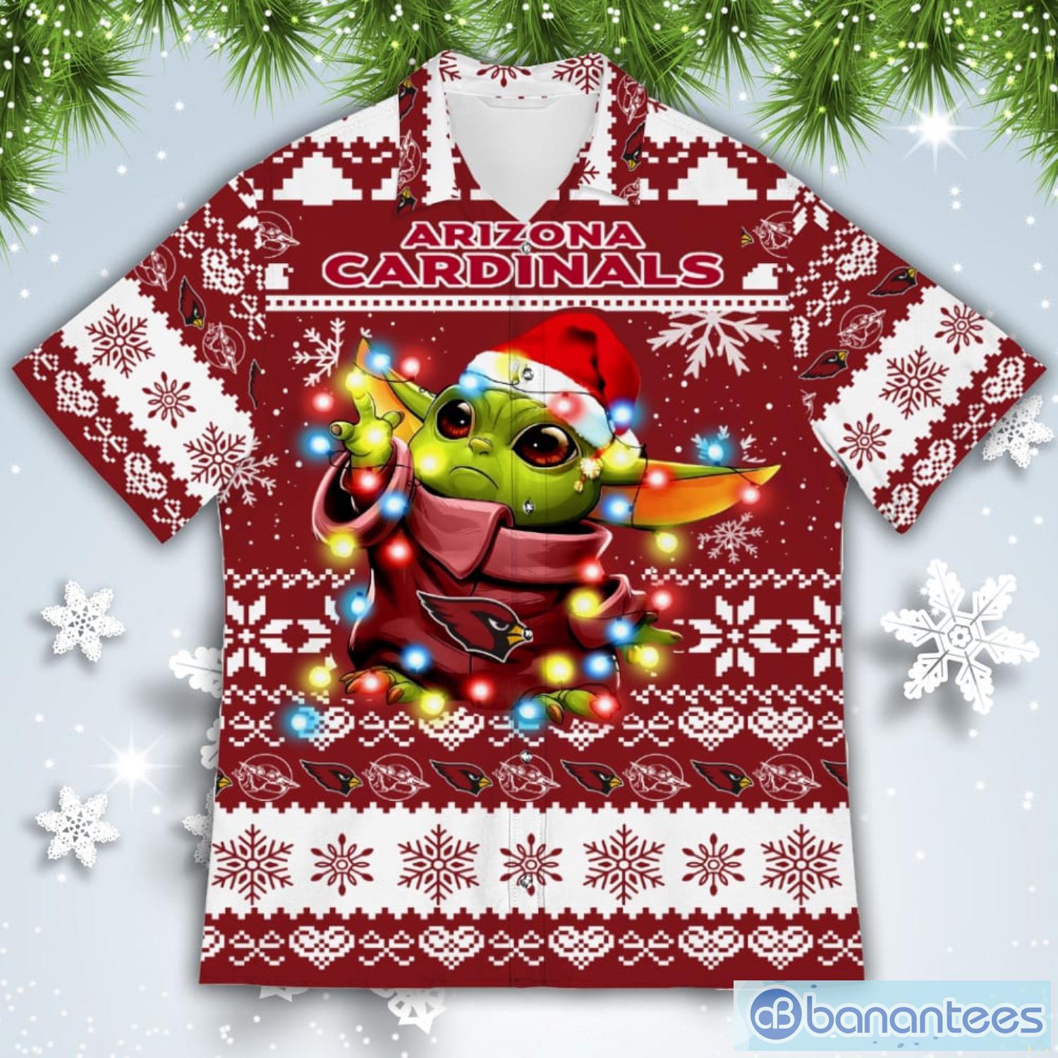 Arizona Cardinals Baby Yoda Star Wars American Ugly Christmas Sweater Pattern Hawaiian Shirt Product Photo 2