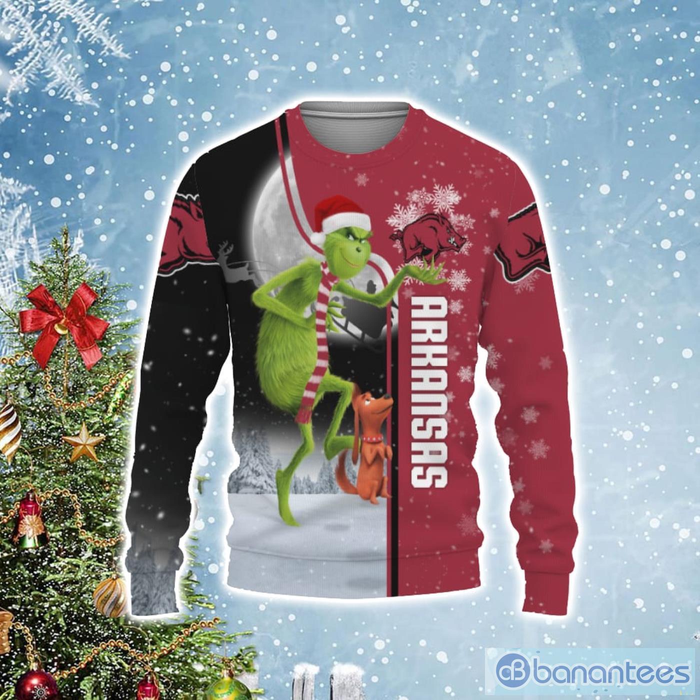 Arkansas Razorbacks Funny Grinch Ugly Christmas Sweater Product Photo 1