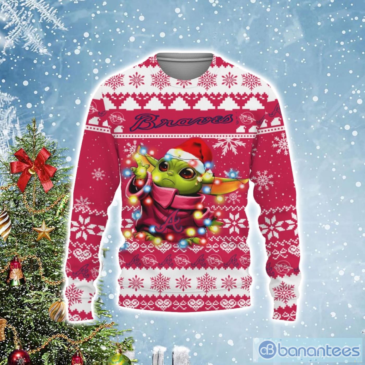 Atlanta Braves Baby Yoda Star Wars Ugly Christmas Sweater Product Photo 1