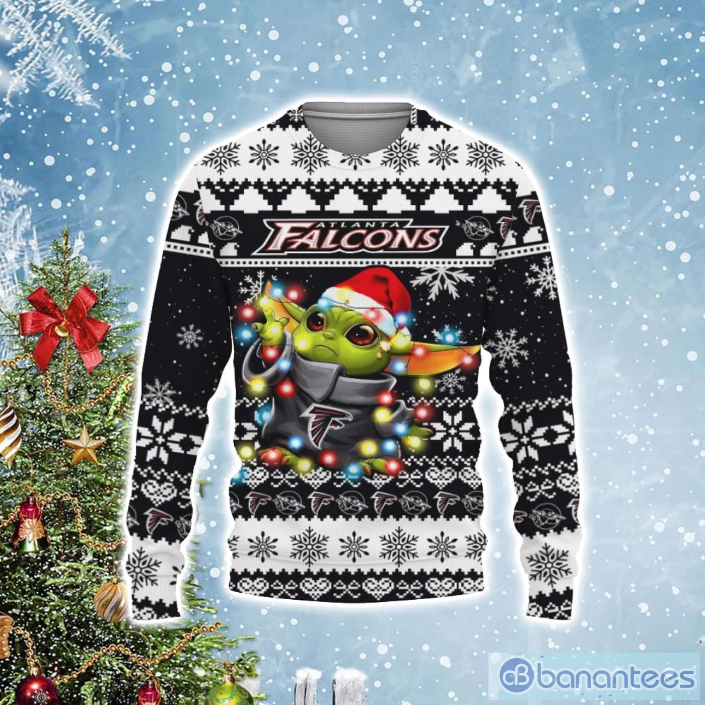 Atlanta Falcons Baby Yoda Star Wars Ugly Christmas Sweater Product Photo 1