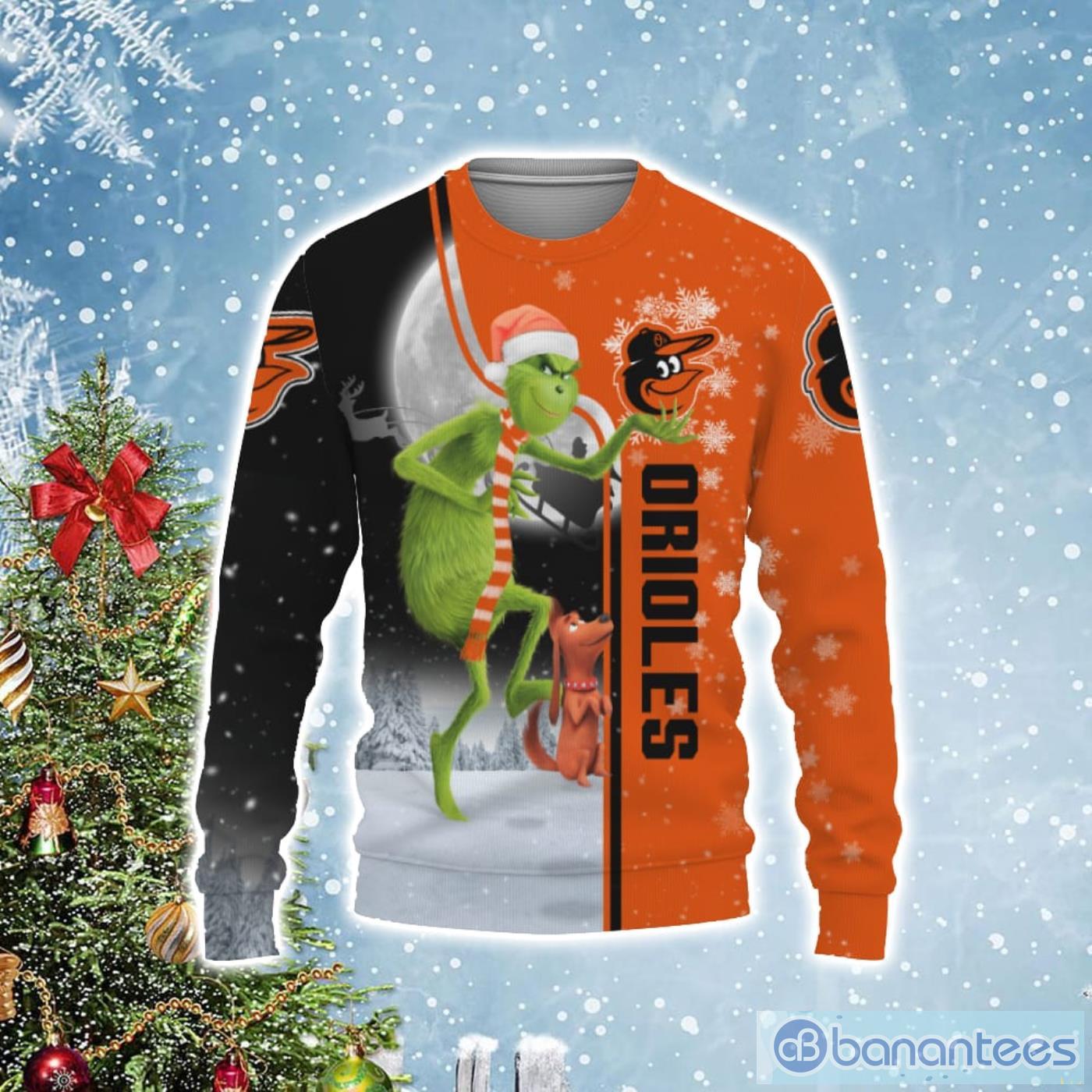 Baltimore Orioles Funny Grinch Ugly Christmas Sweater Product Photo 1