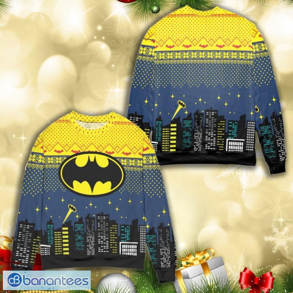 Batman Logo City Nights All Over Print 3D Ugly Christmas Sweater Product Photo 1