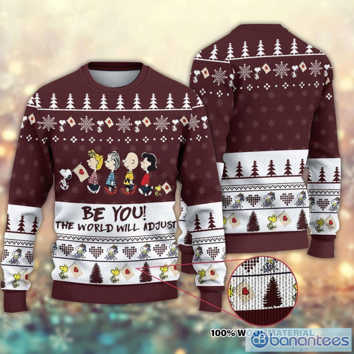 Be You The World Will Adjust Snoopy Ugly Christmas Sweater Snoopy Sweater Product Photo 1