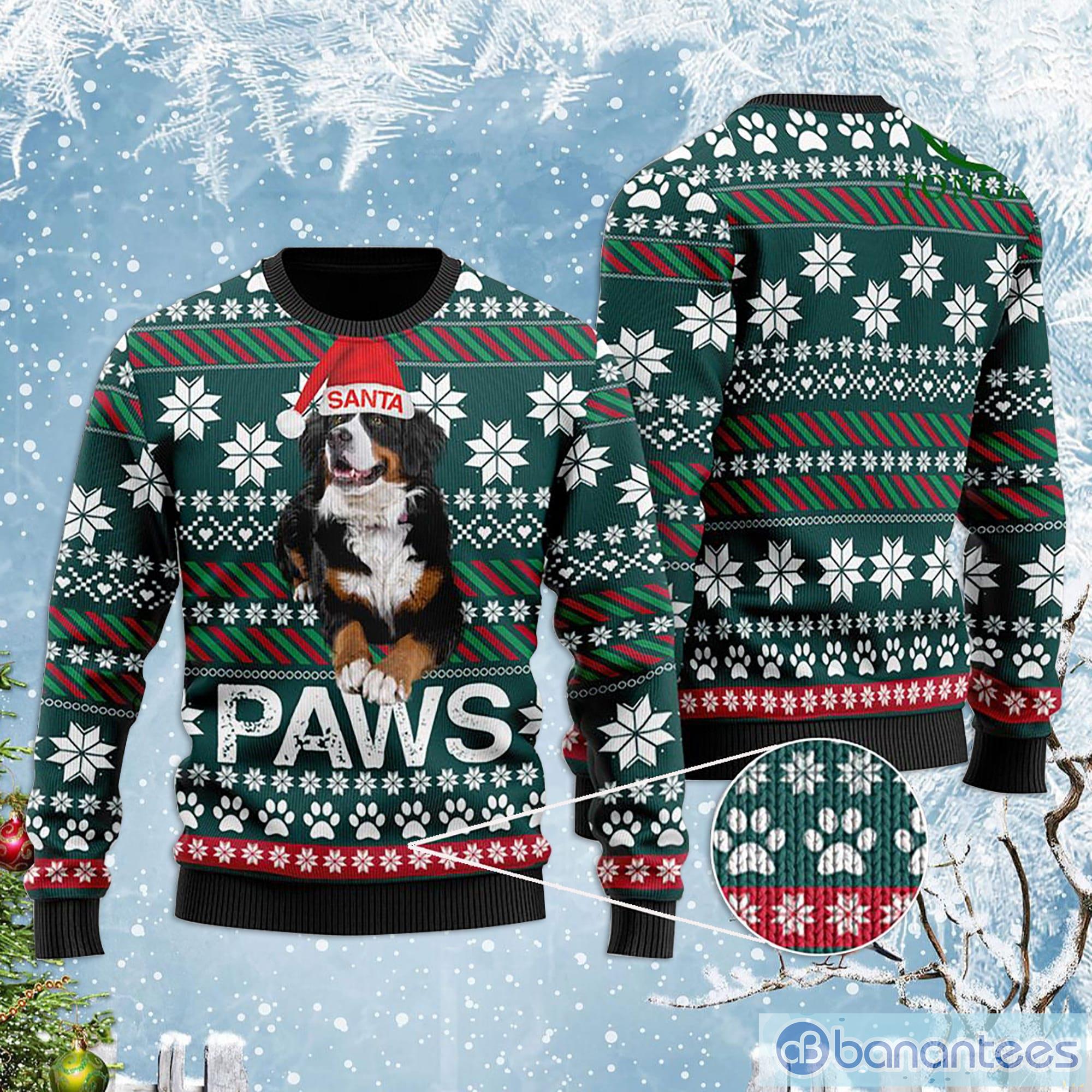 Bernese Mountain Dog Santa Printed Christmas Ugly Sweater Product Photo 1
