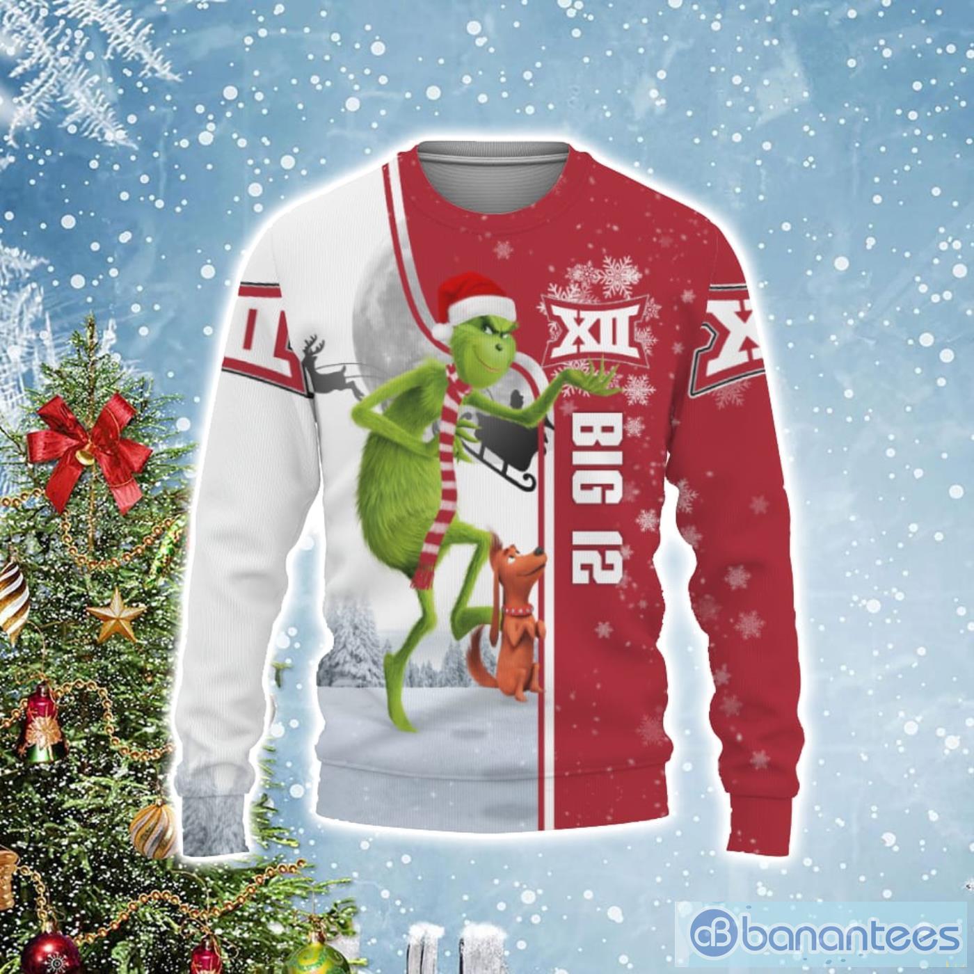 Big 12 Conference Funny Grinch Ugly Christmas Sweater Product Photo 1