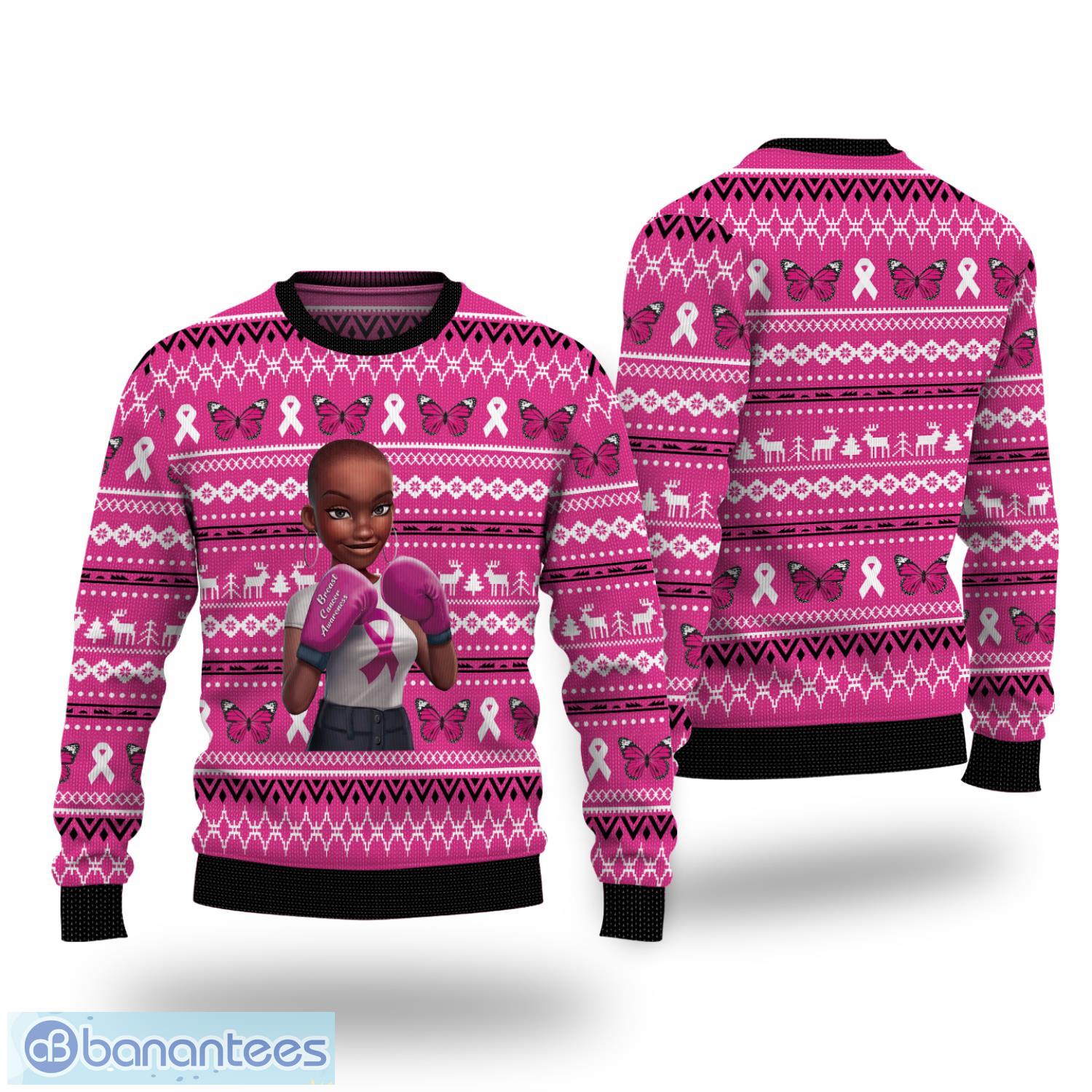 Black Queen Breast Cancer Awareness Christmas Ugly Sweater Product Photo 1