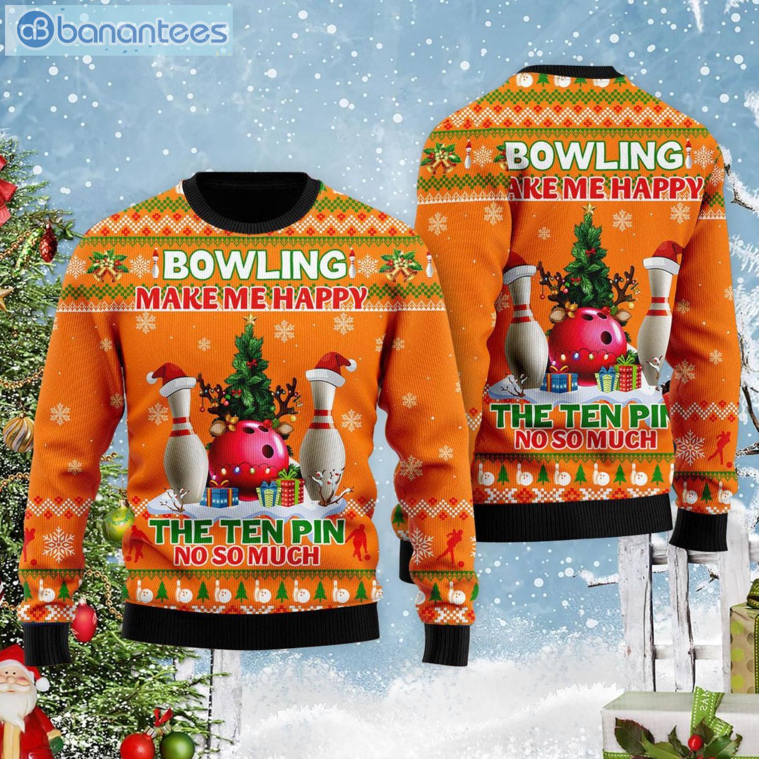 Bowling Make Me Happy The Ten Pin No So Much Bowling Lover Ugly Christmas Sweater Product Photo 2