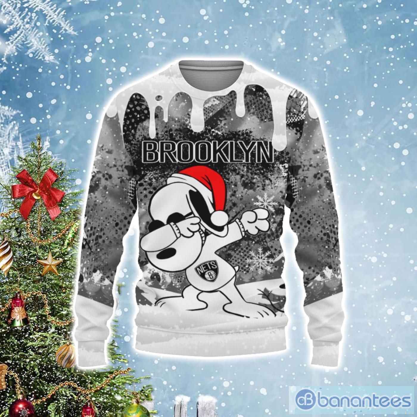 Brooklyn Nets Snoopy Dabbing The Peanuts Christmas Gift Ugly Christmas Sweater Product Photo 1