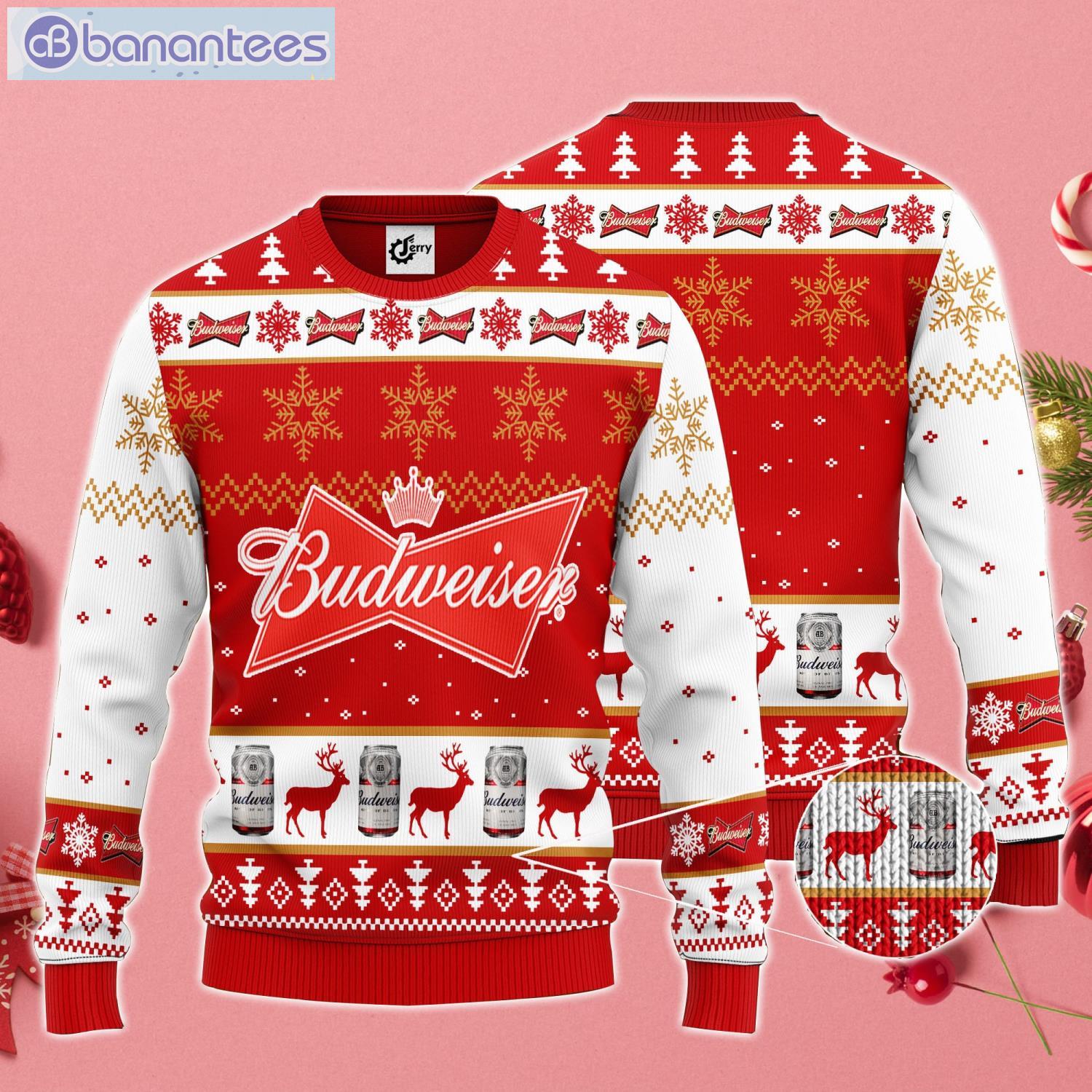 Budweiser Snowflake Pattern Ugly Christmas Sweater Product Photo 1