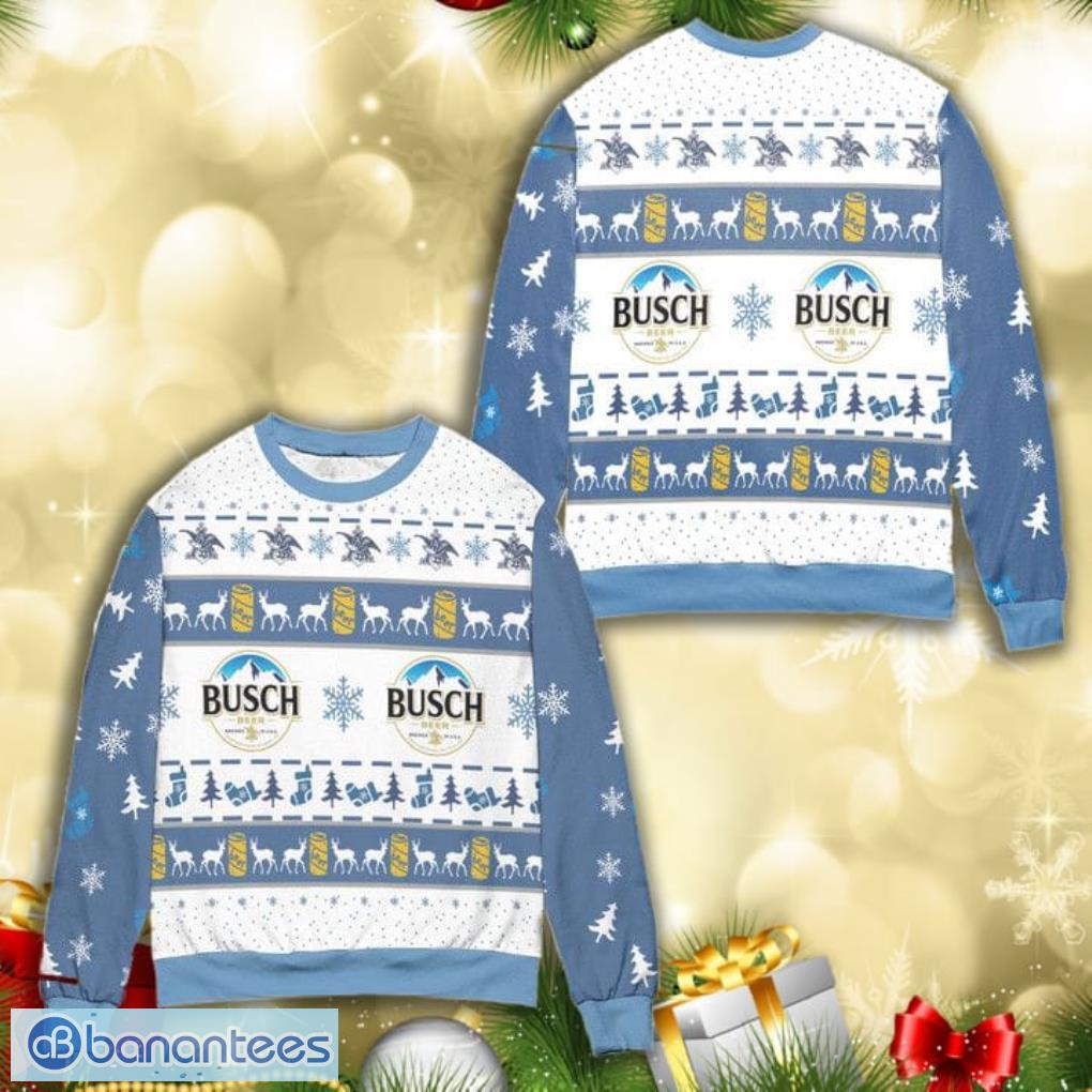 Busch Beer Snowflake Socks Pattern All Over Print 3D Ugly Christmas Sweater Product Photo 1